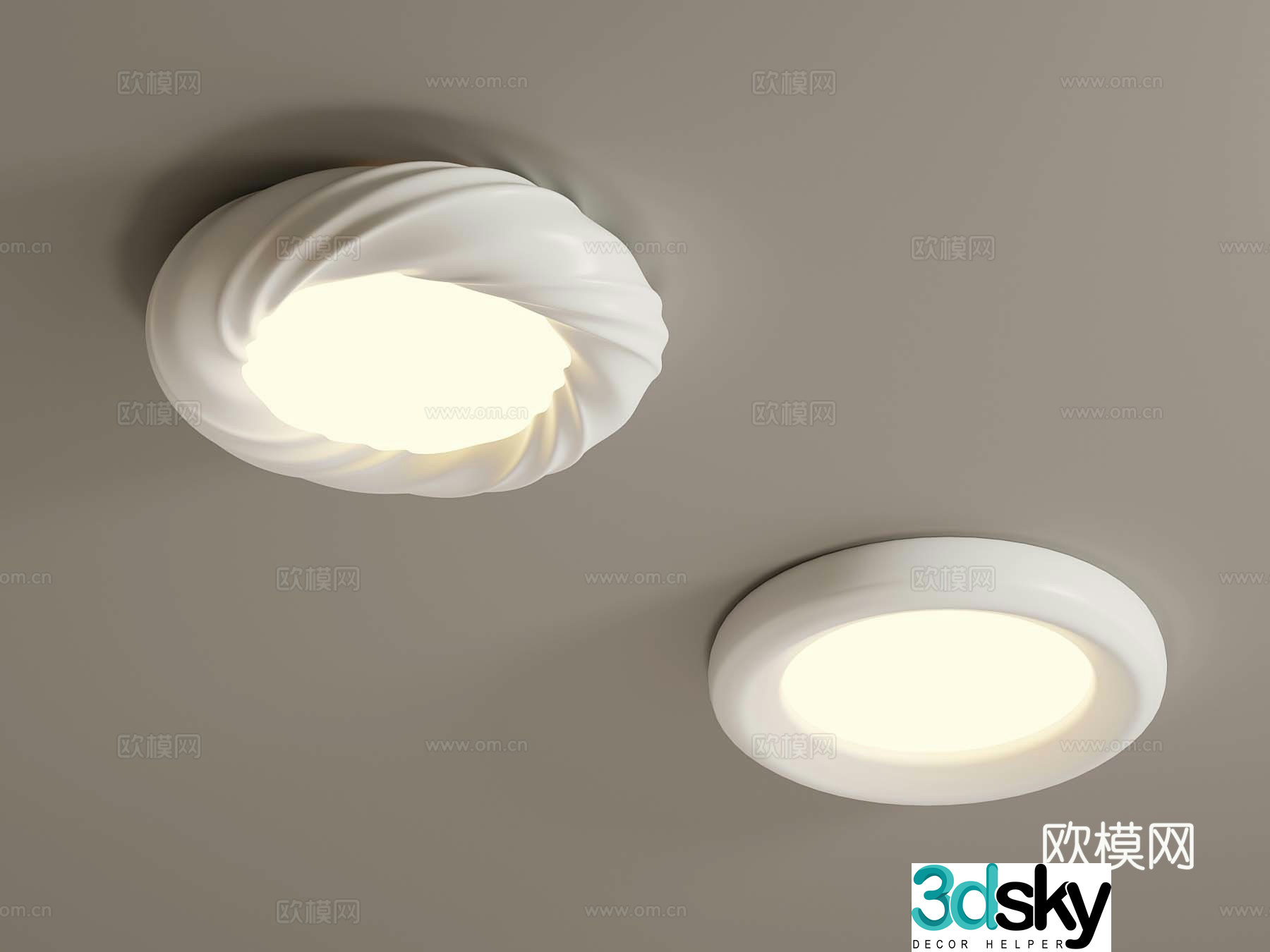 Modern Cream Ceiling Light 3D Model