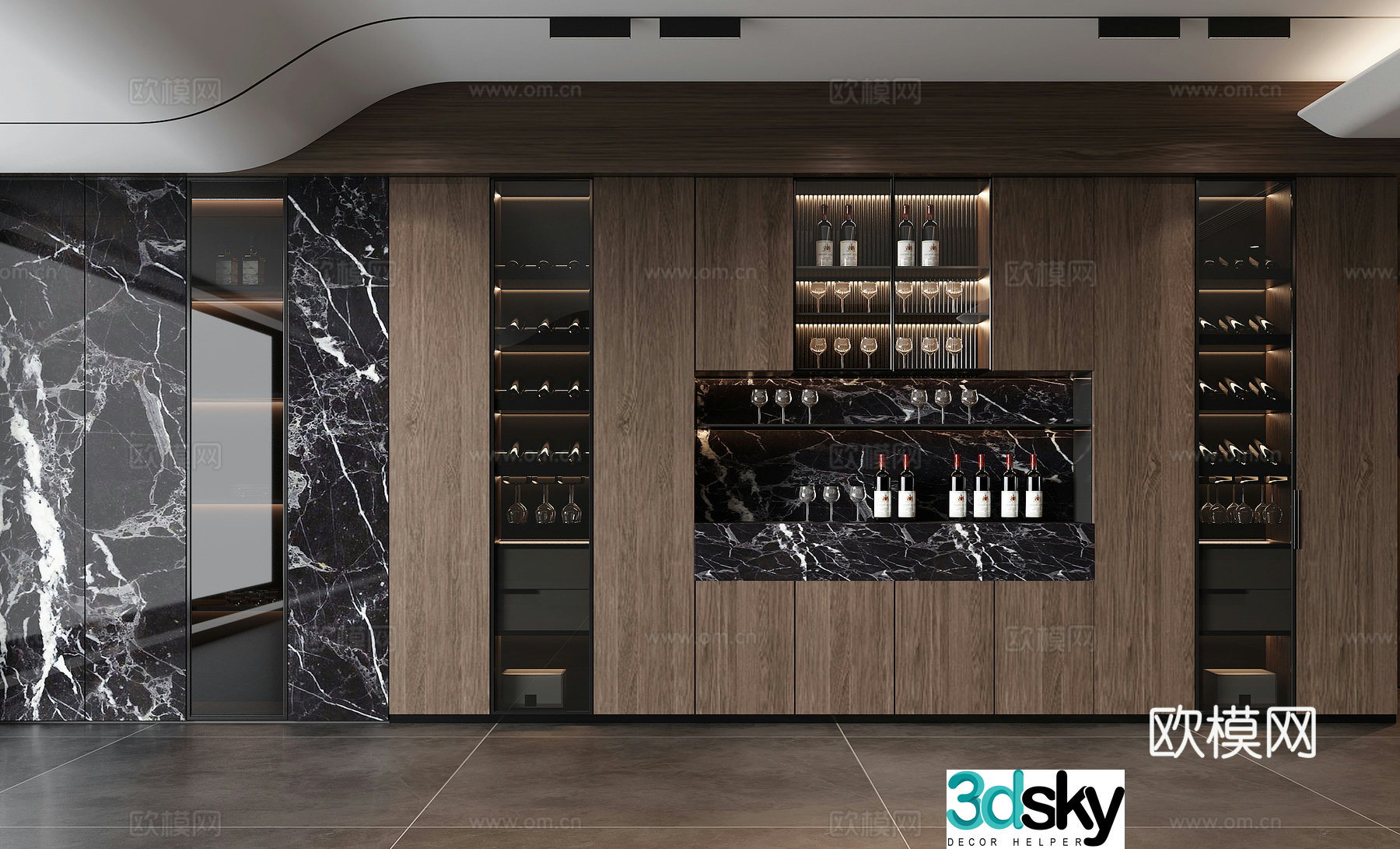 Modern wine cabinet 3d model