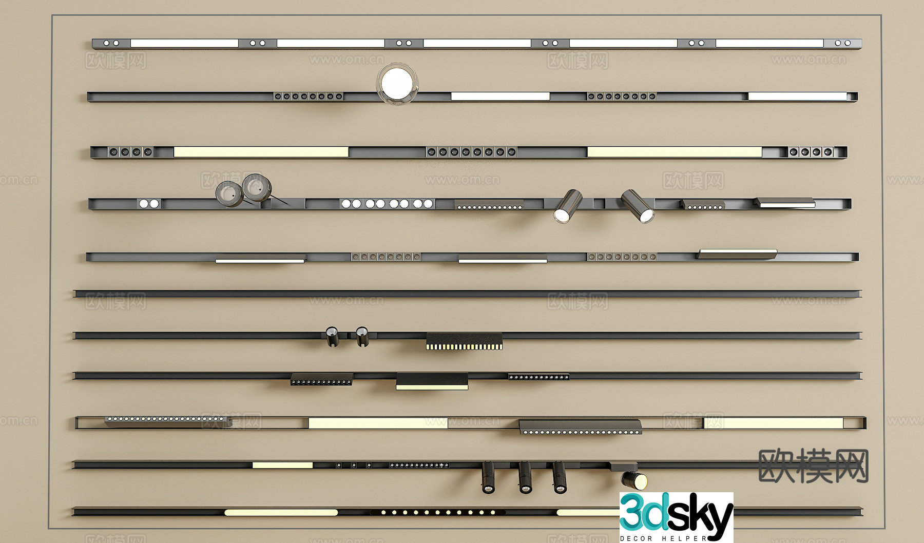 Track spotlight downlight linear lamp embedded downlight magnetic spotlight 3D model
