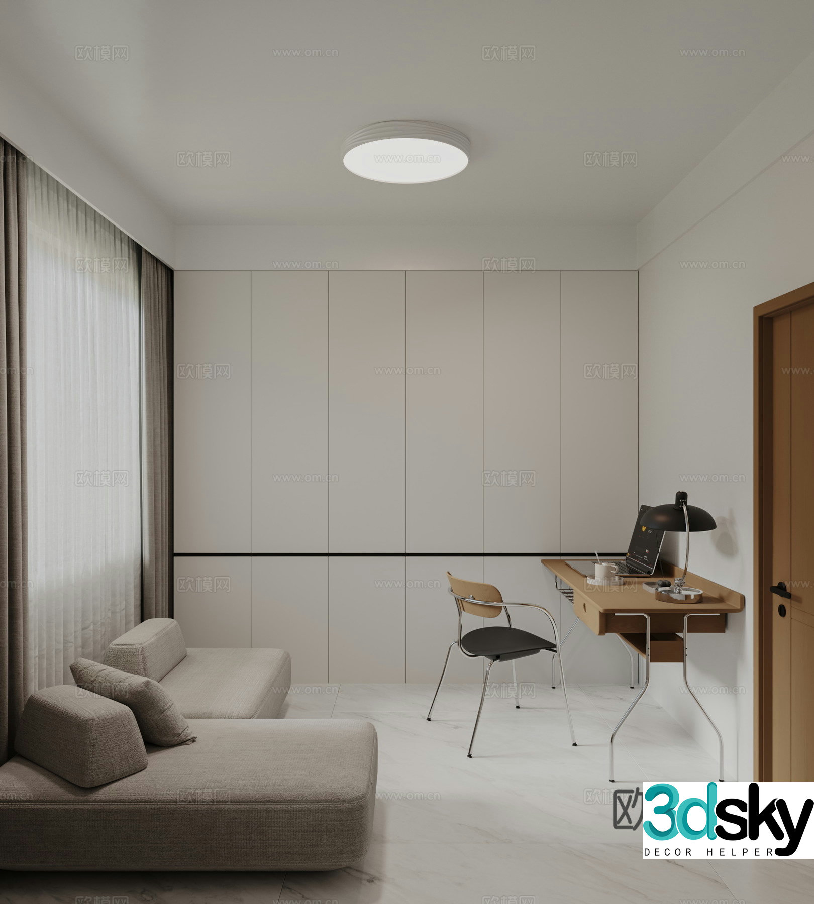 Modern home decoration study 3D model