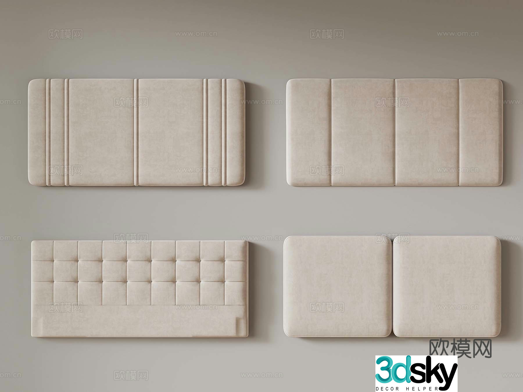 Modern bedding bedside backrest combination 3D model