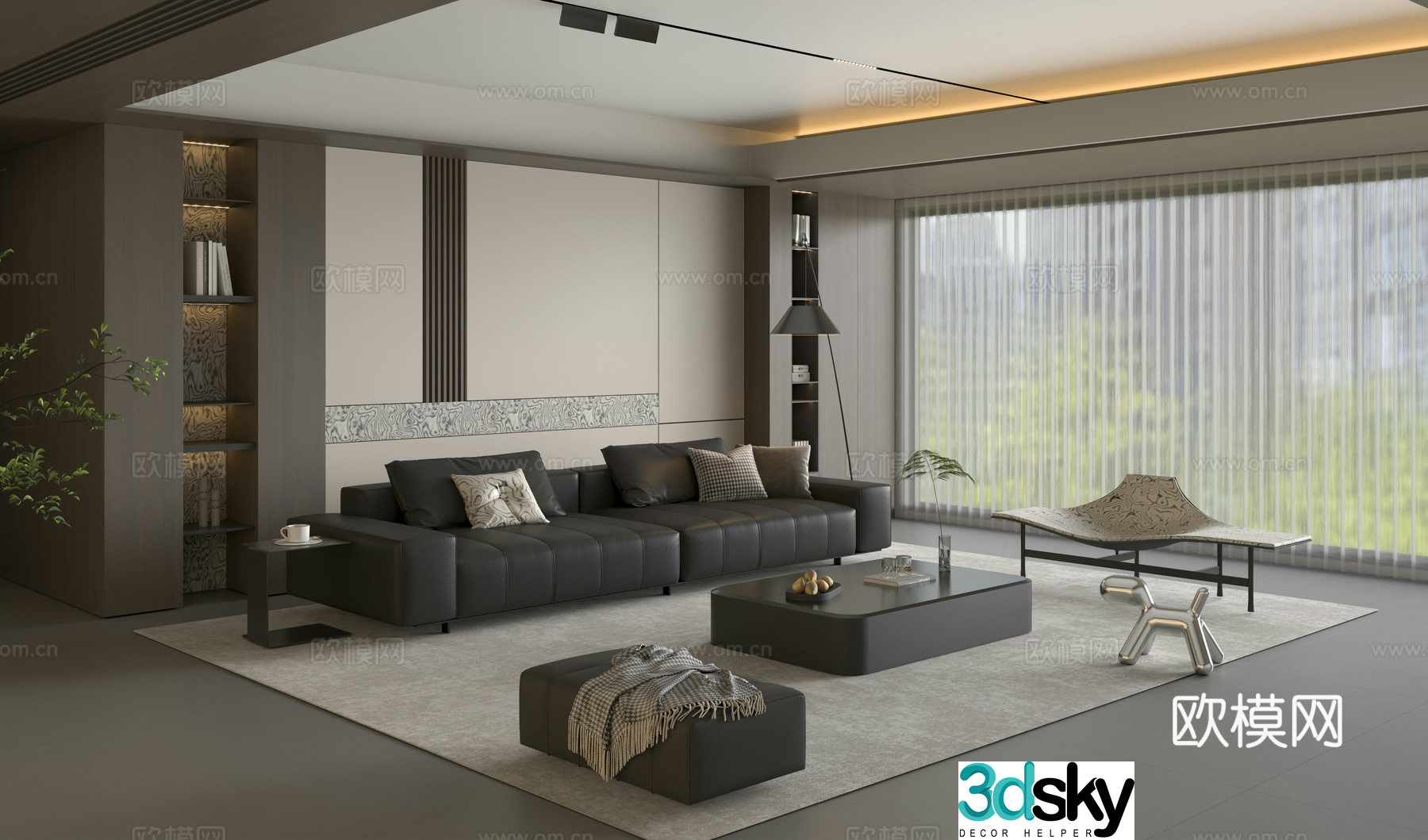 Modern Italian living room Italian home living room Italian sofa coffee table combination 3D model
