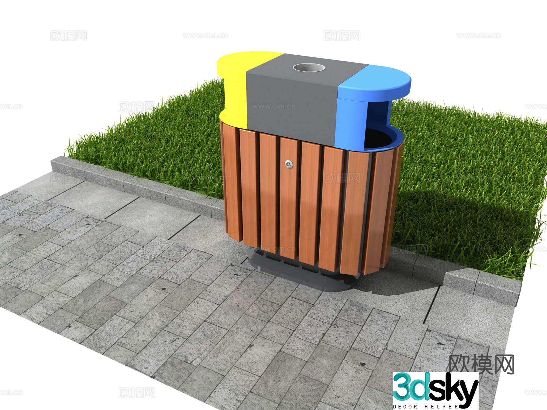 Trash can garbage classification logo icon garbage recycling 3d model