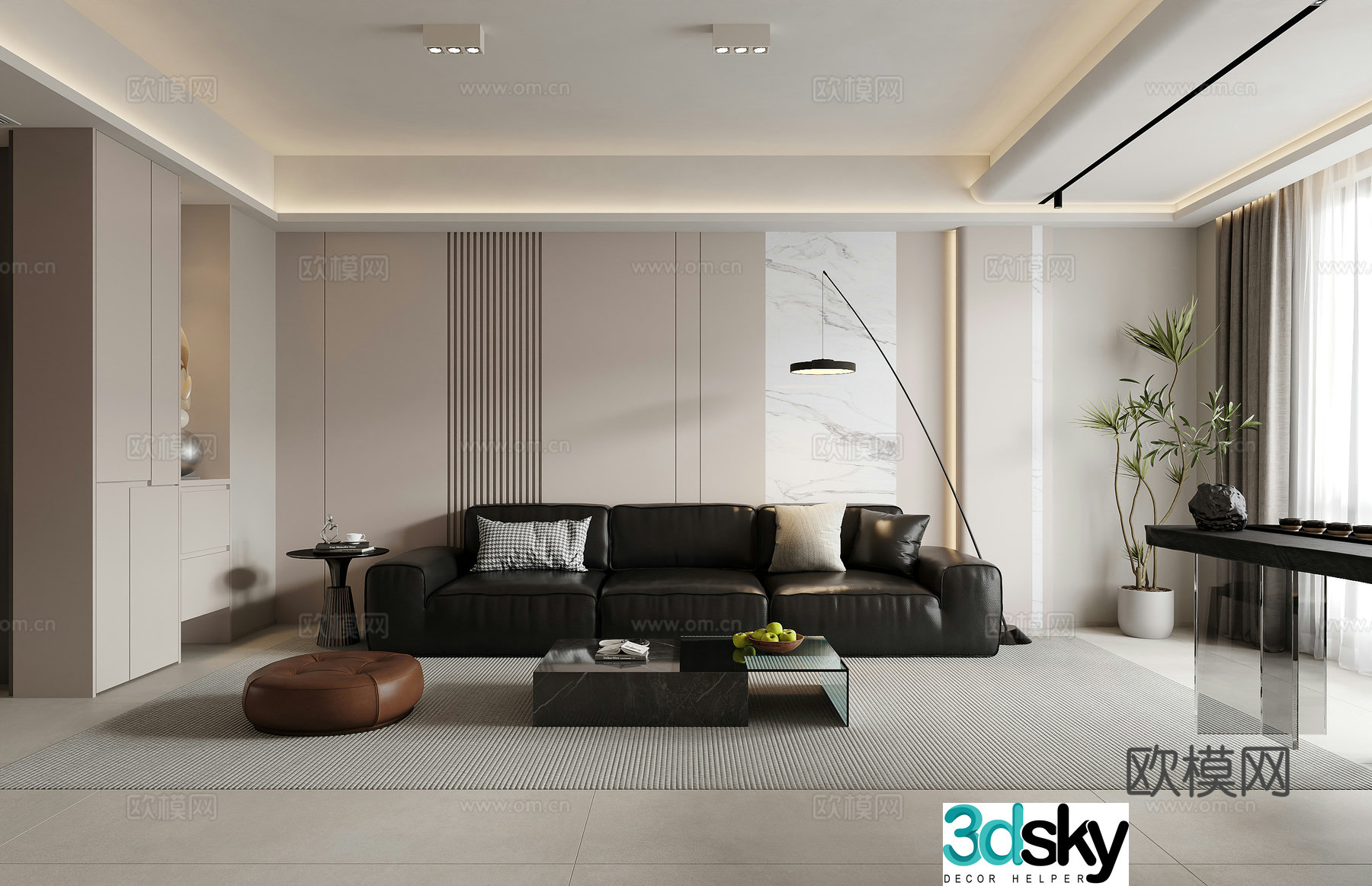 Modern minimalist living room 3d model
