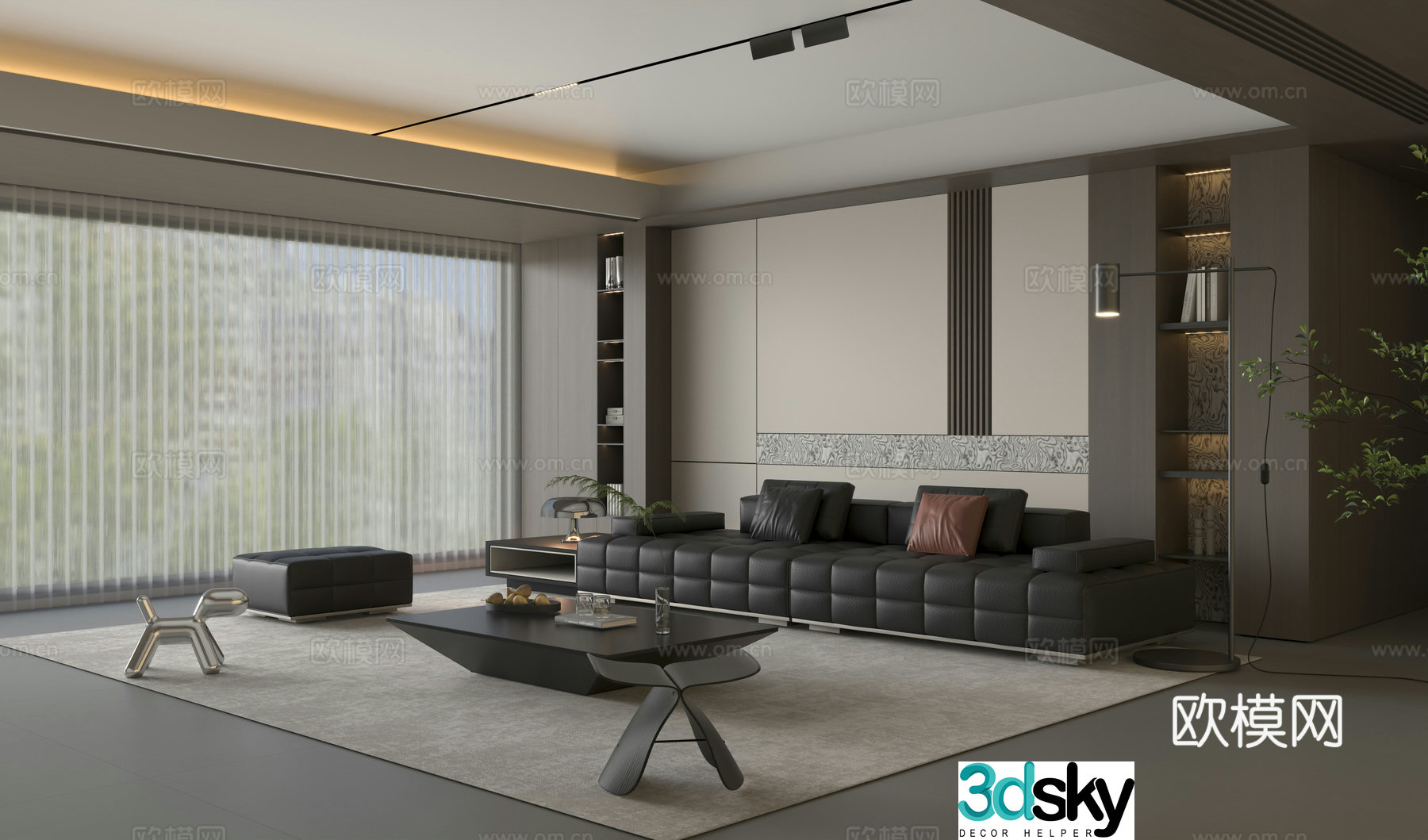 Modern Italian living room Italian home living room Italian sofa coffee table combination 3D model