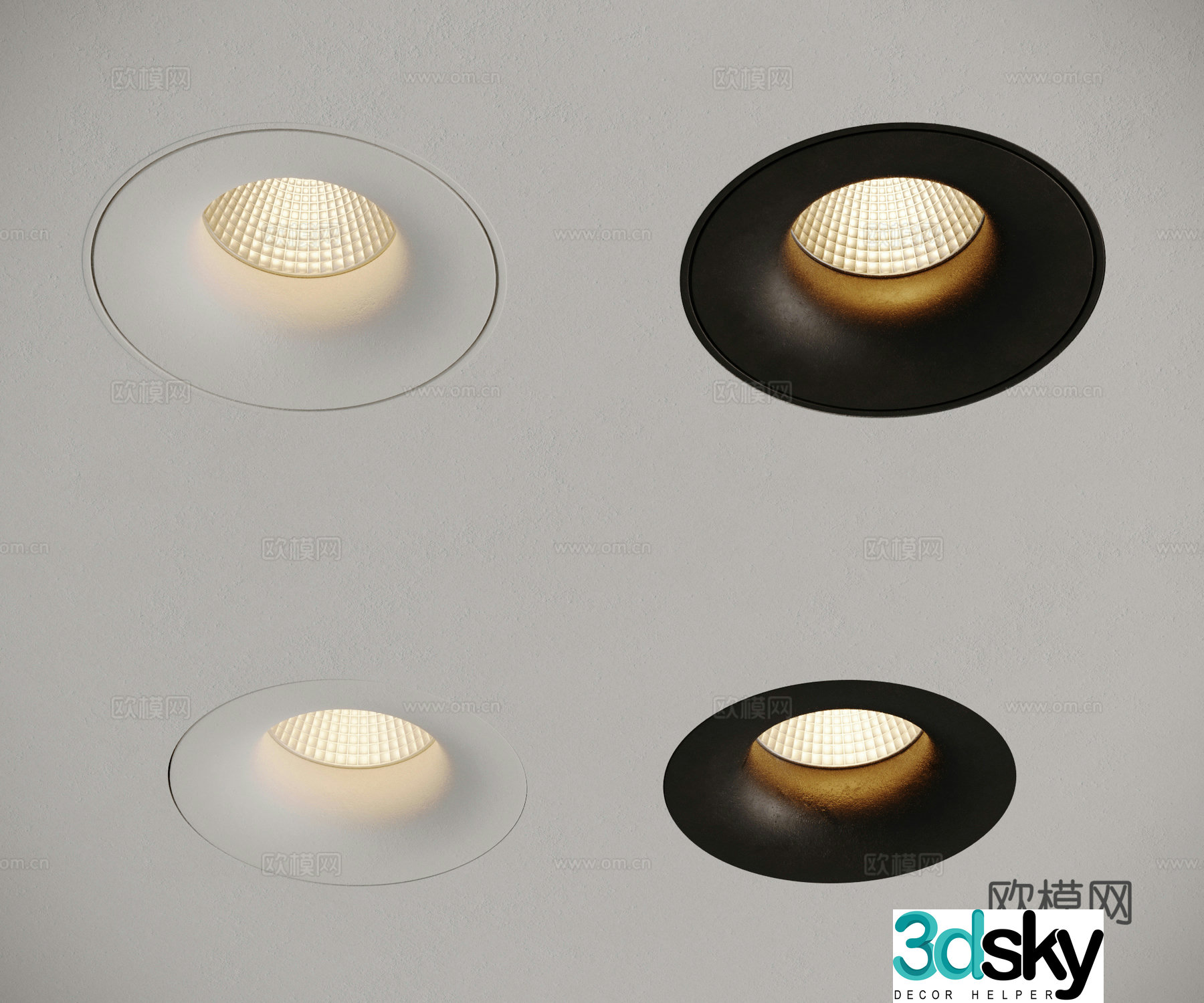 Modern minimalist downlight spotlight combination gypsum downlight frameless downlight 3d model