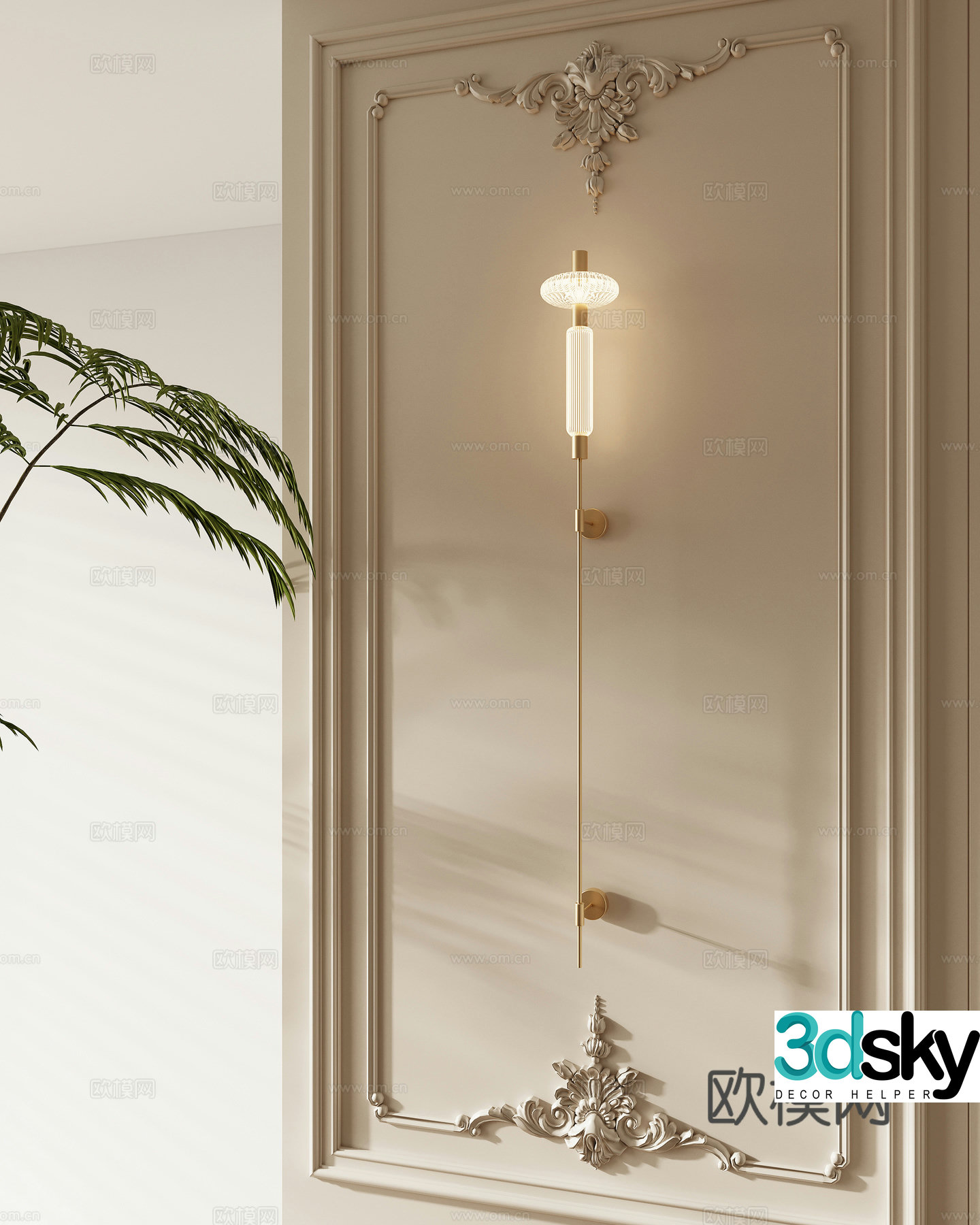 French light luxury wall lamp 3D model