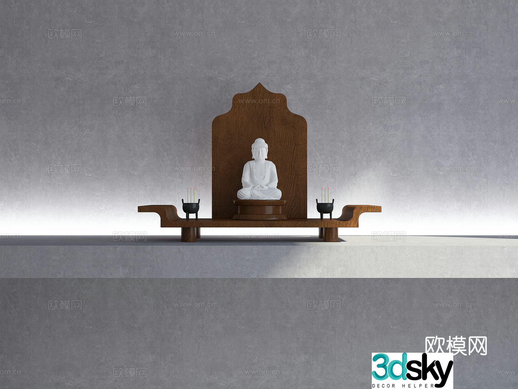 Chinese style Buddhist niche 3D model