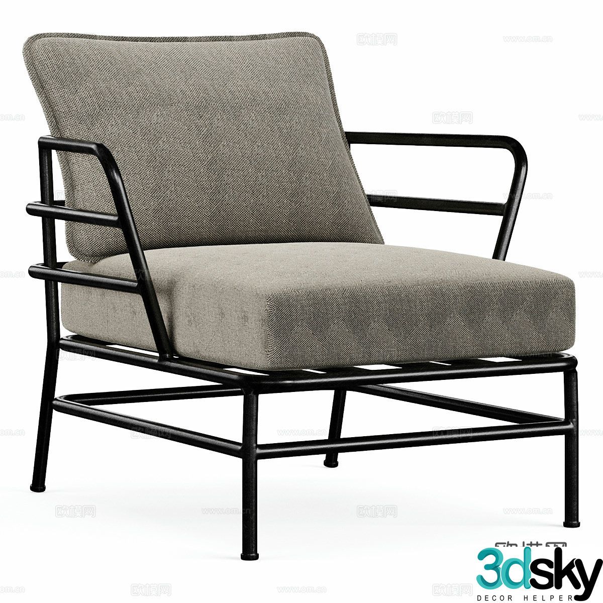Modern Italian stainless steel fabric armchair 3d model