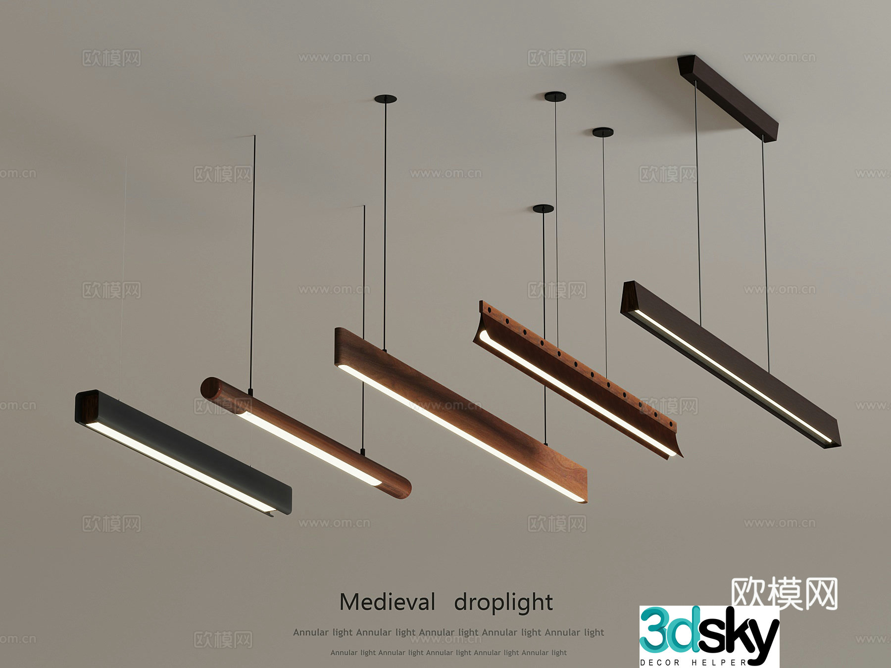 3D model of medieval long chandelier