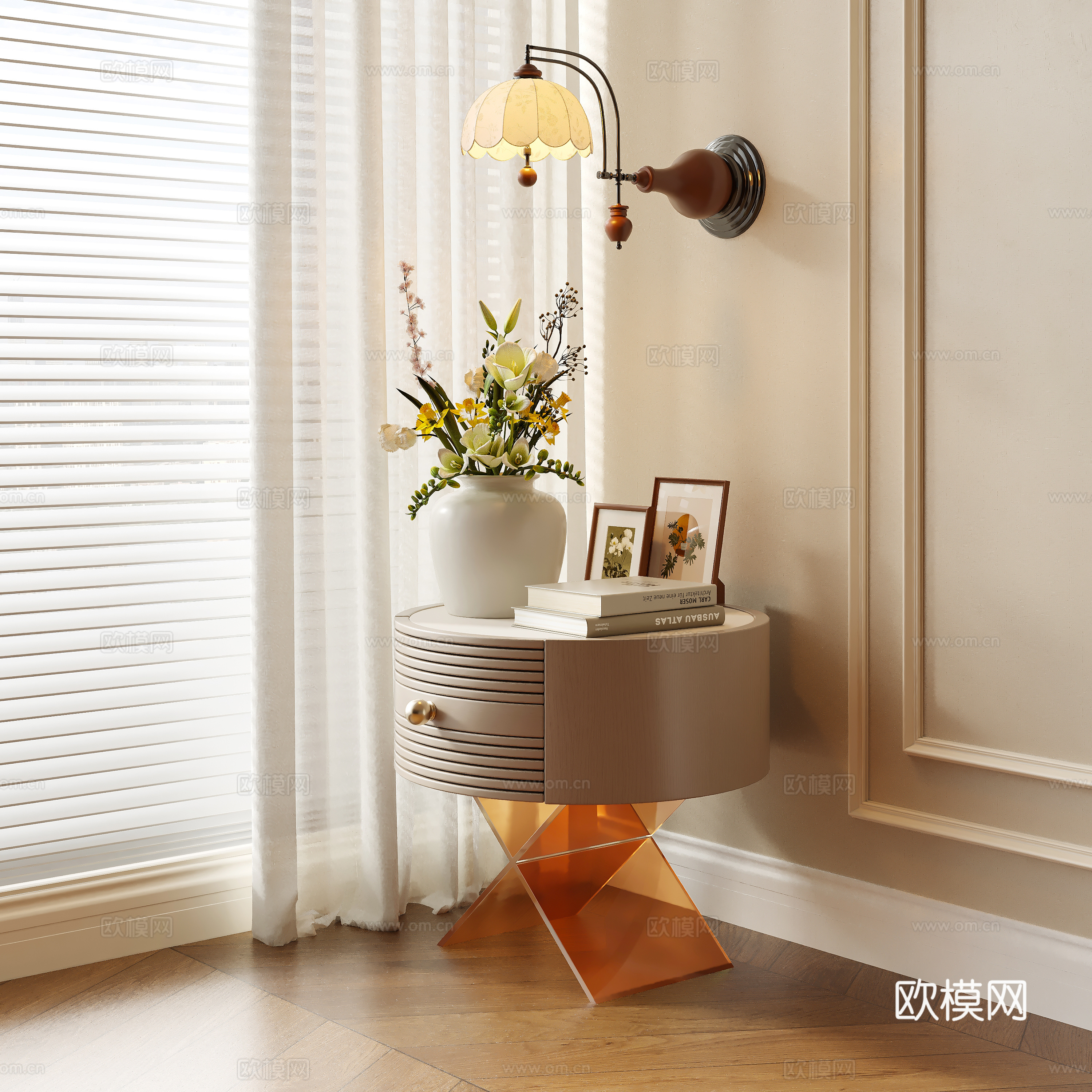 Modern bedside table Storage cabinet Bedside storage cabinet Round bedside table Storage cabinet Jewelry cabinet 3D model