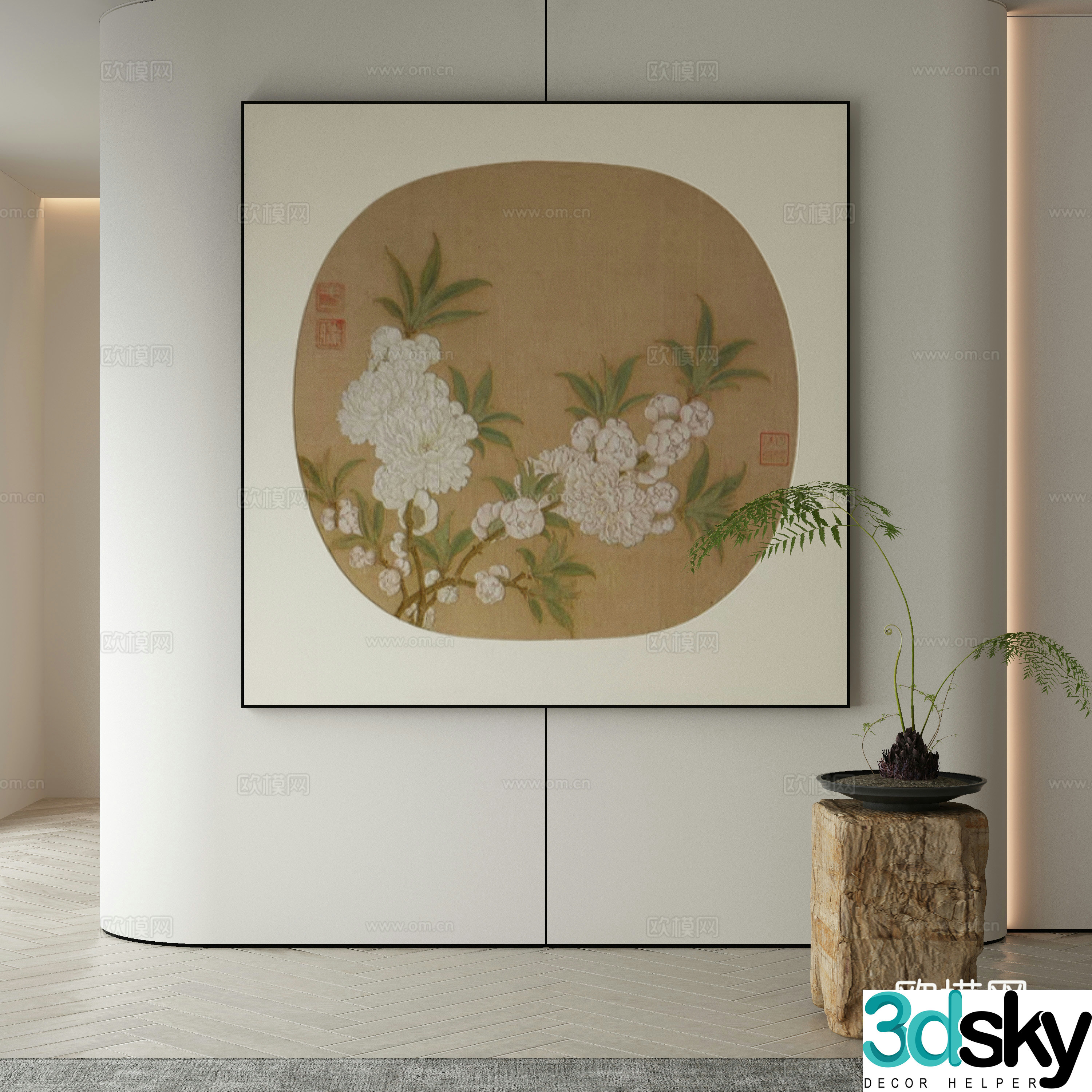 New Chinese style wasabi paintings oil paintings 3D model