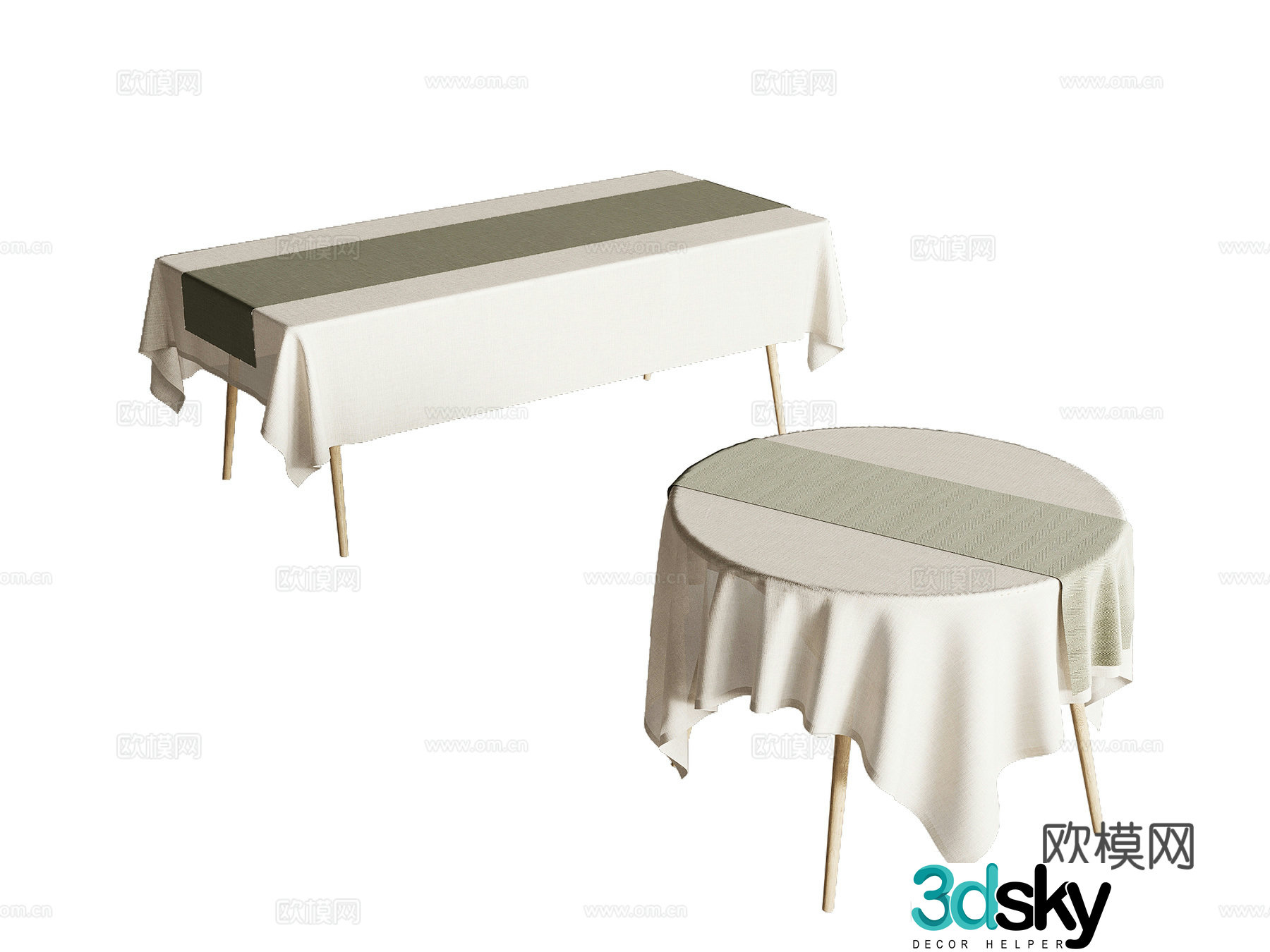 Dining table modern dining table tablecloth table flag 3d model