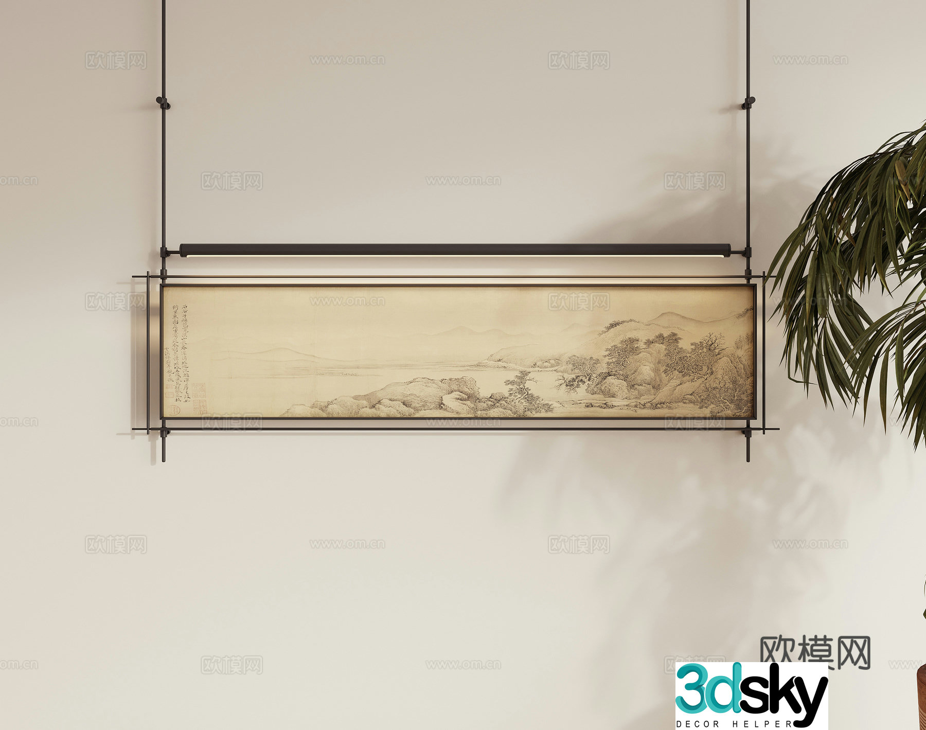 New Chinese style painting wall decoration 3D model
