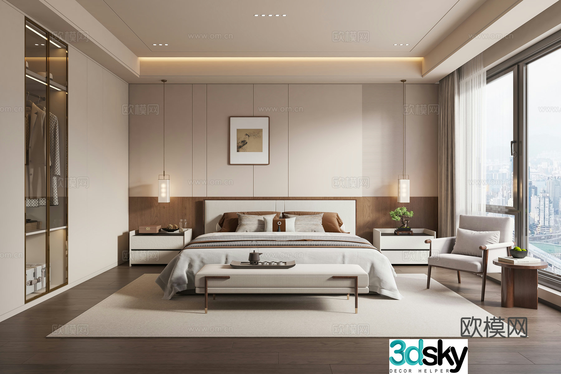 New Chinese bedroom 3D model