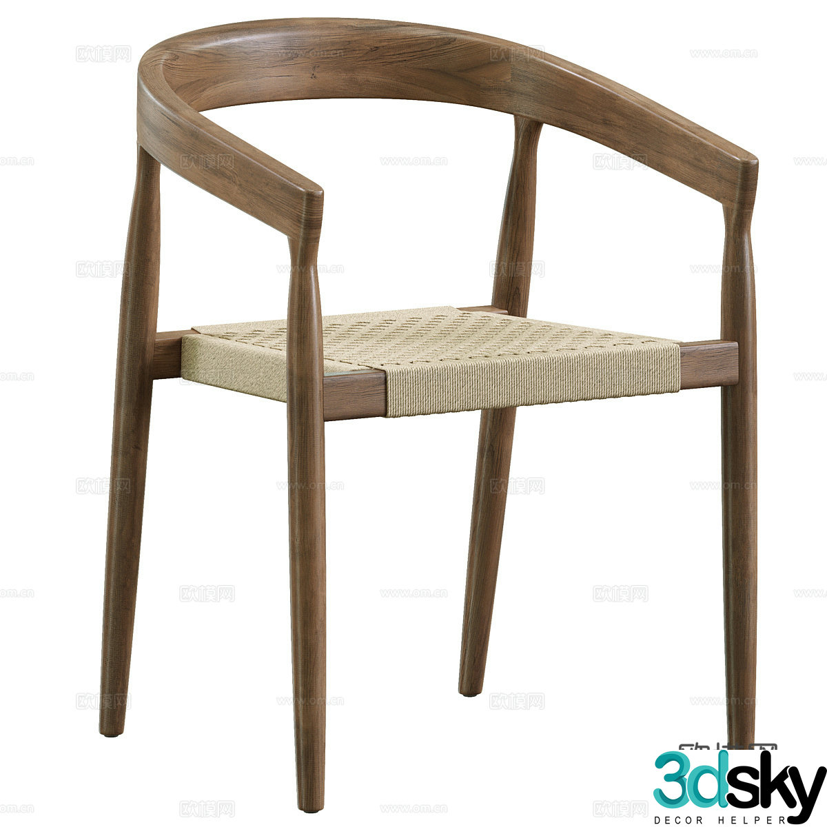 New Chinese rattan wooden chair 3d model