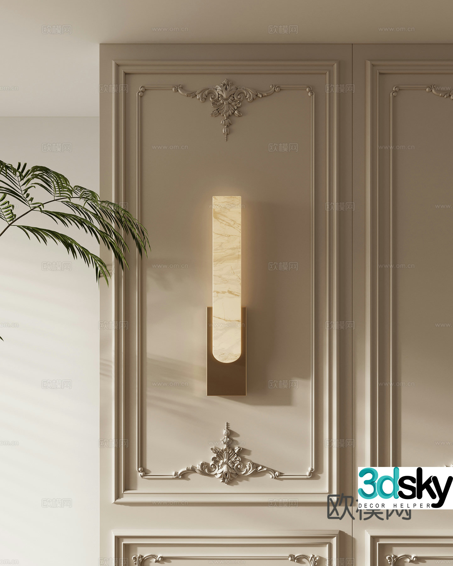 French light luxury wall lamp 3D model