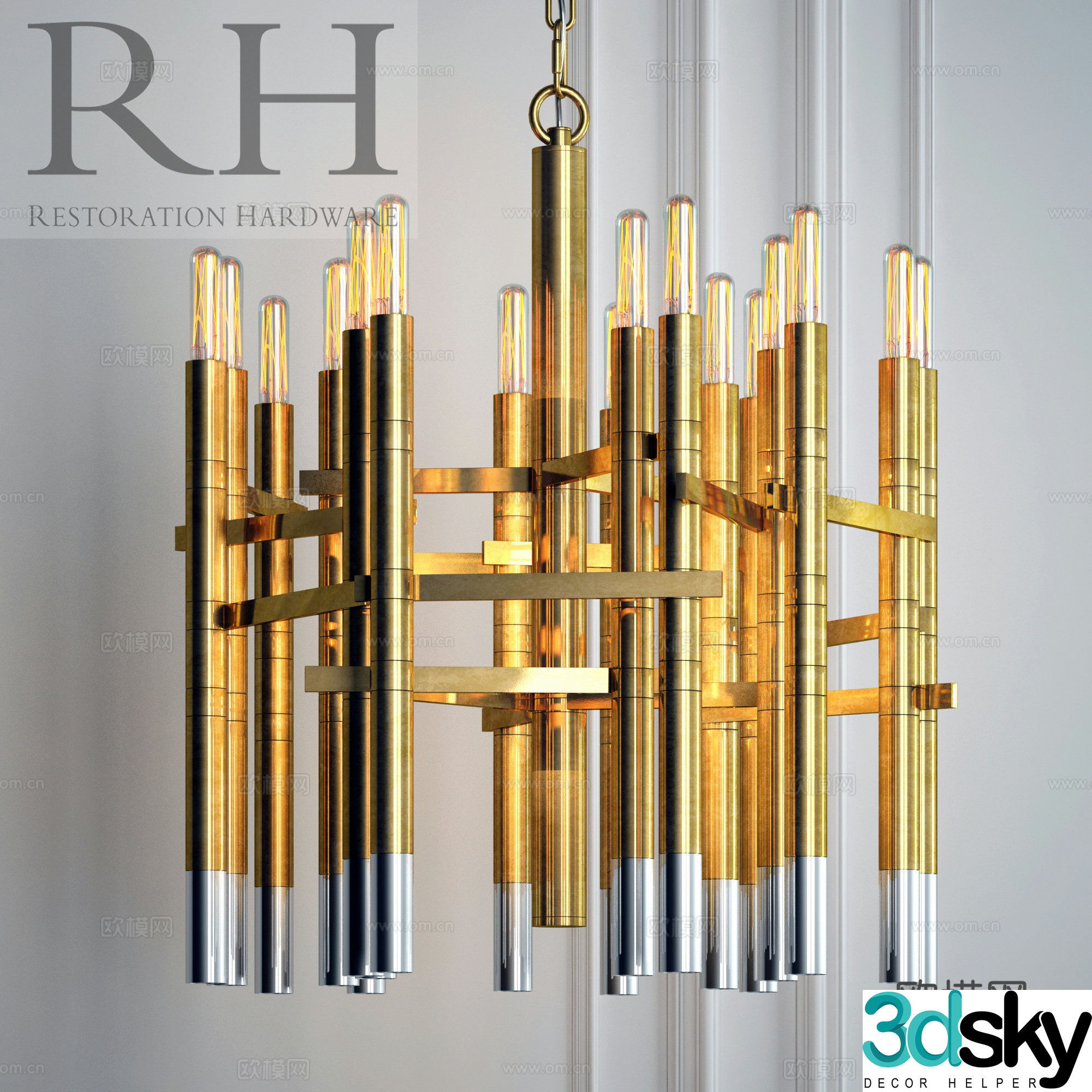Modern metal chandeliers 3d model