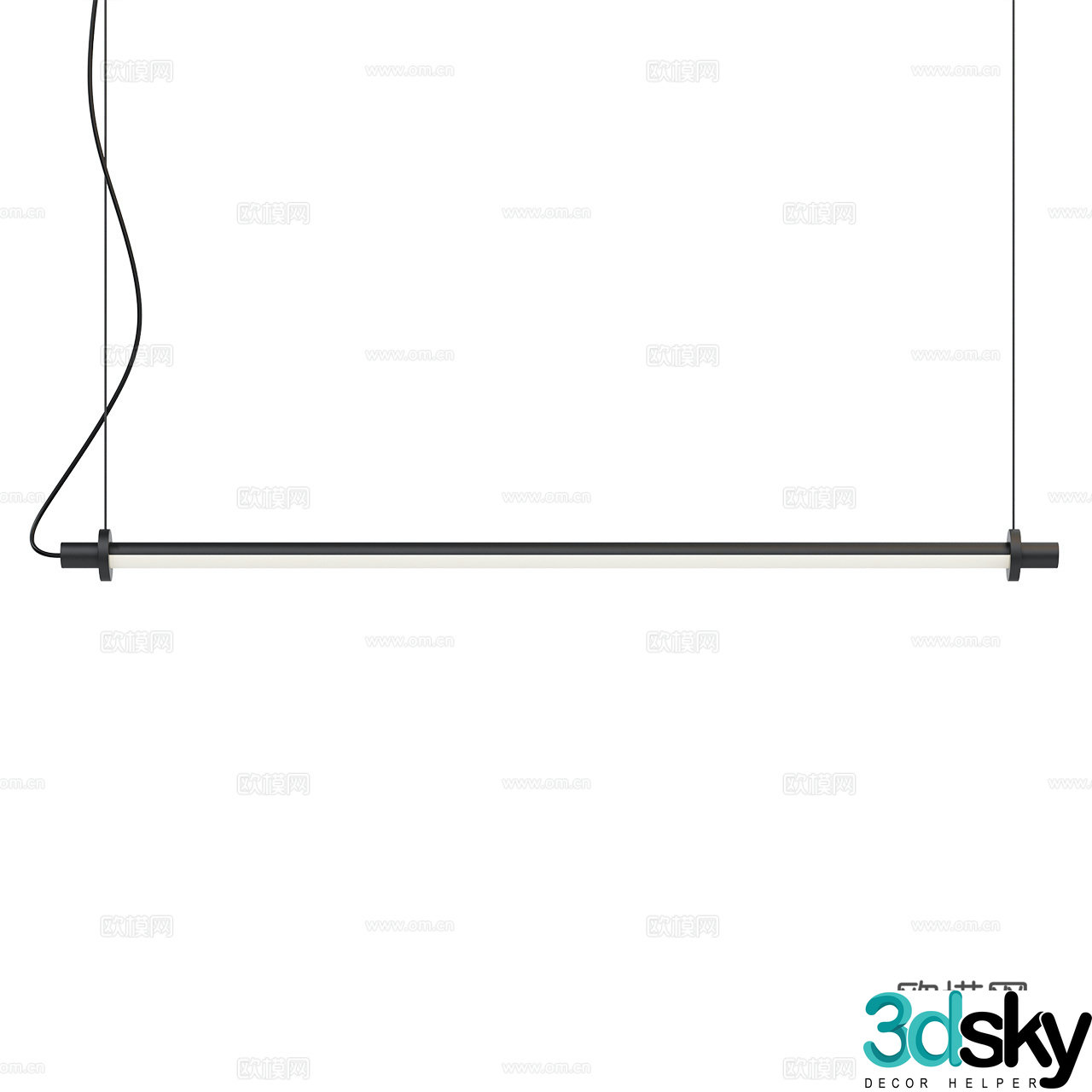 Inter Lighting Minimalist Chandelier Glass Chandelier Long Banner 3D Model