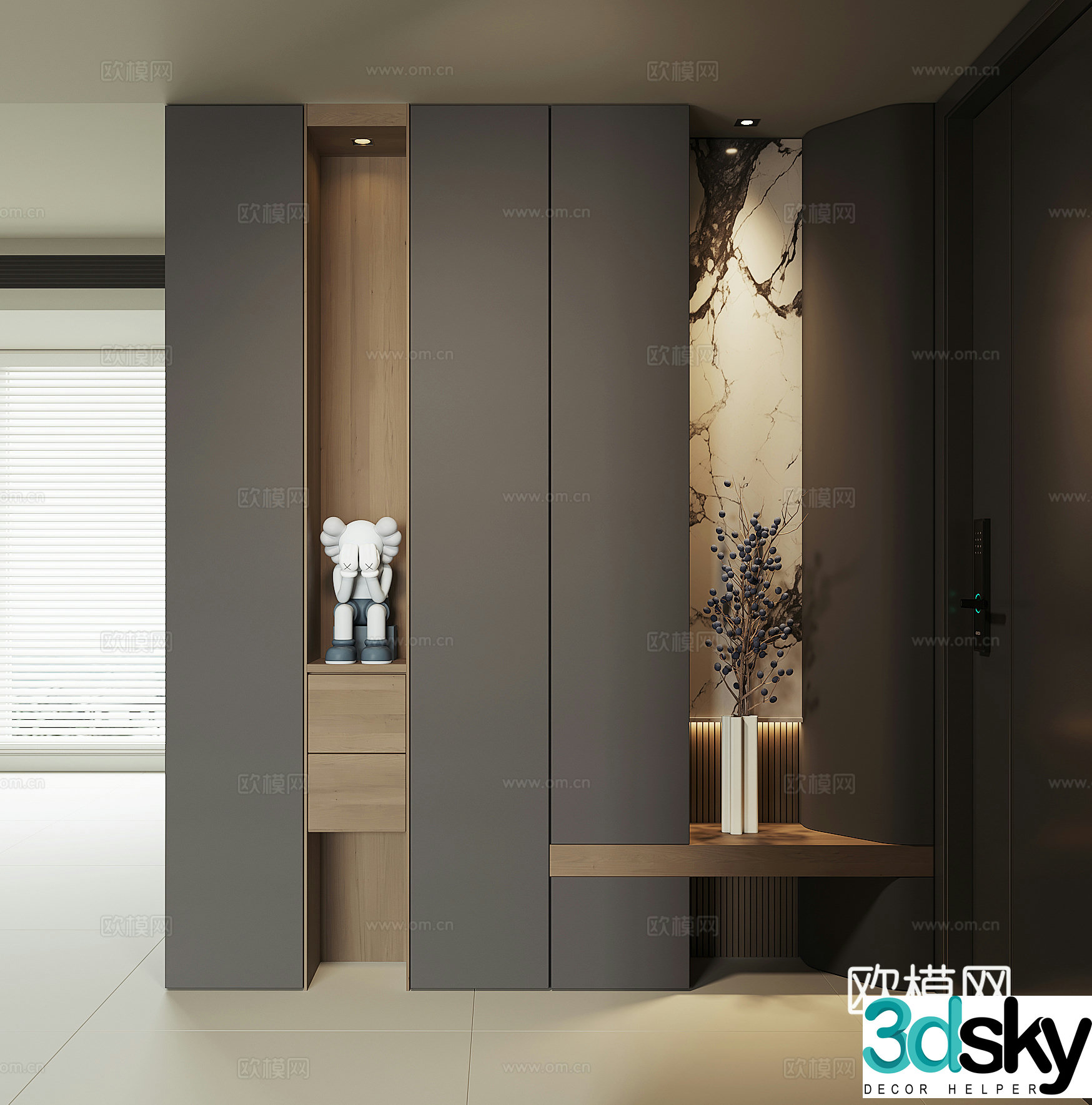 Modern entrance entrance door cabinet 3D model