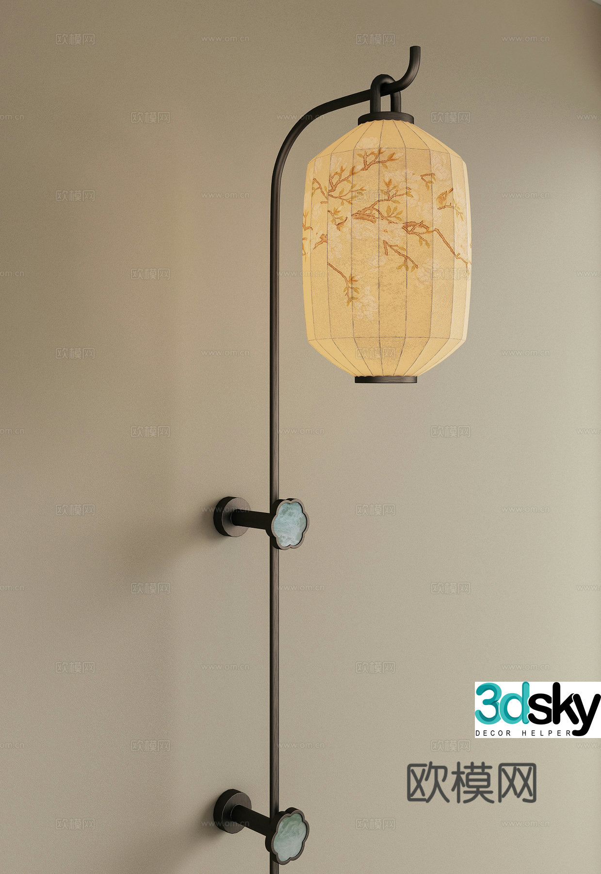 New Chinese style Zen wall lamp Long strip wall lamp Lantern wall lamp Bedside wall lamp Front mirror wall lamp 3D model