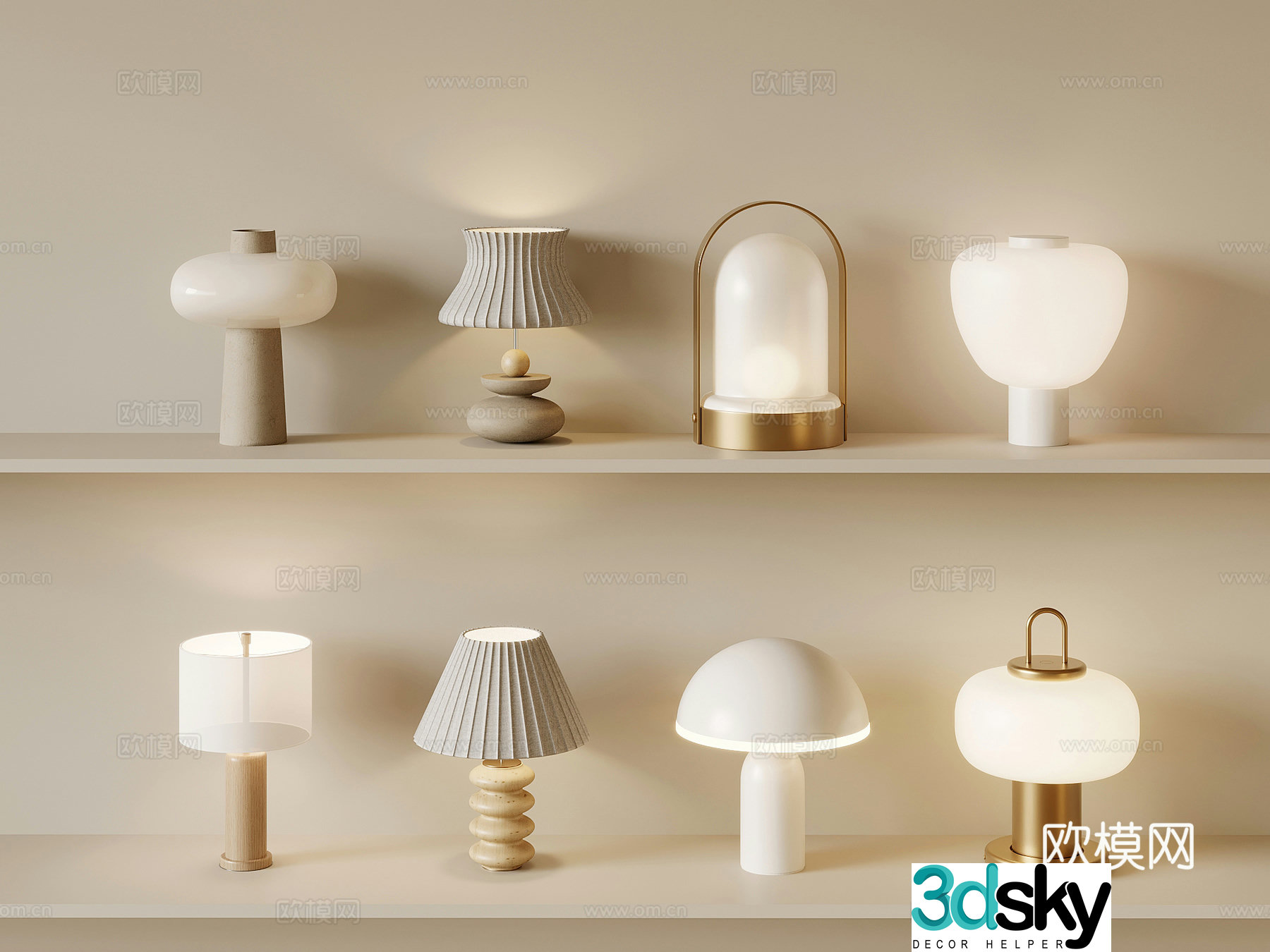 Table lamp Modern cream wind table lamp 3d model