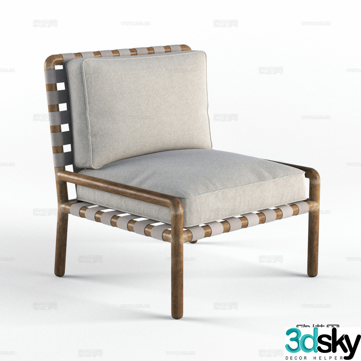 New Chinese rattan fabric leisure chair 3D model