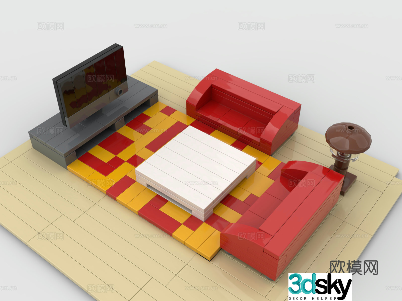 LEGO LEGO Toys Building Blocks Living Room Sofa Combination 3D Model