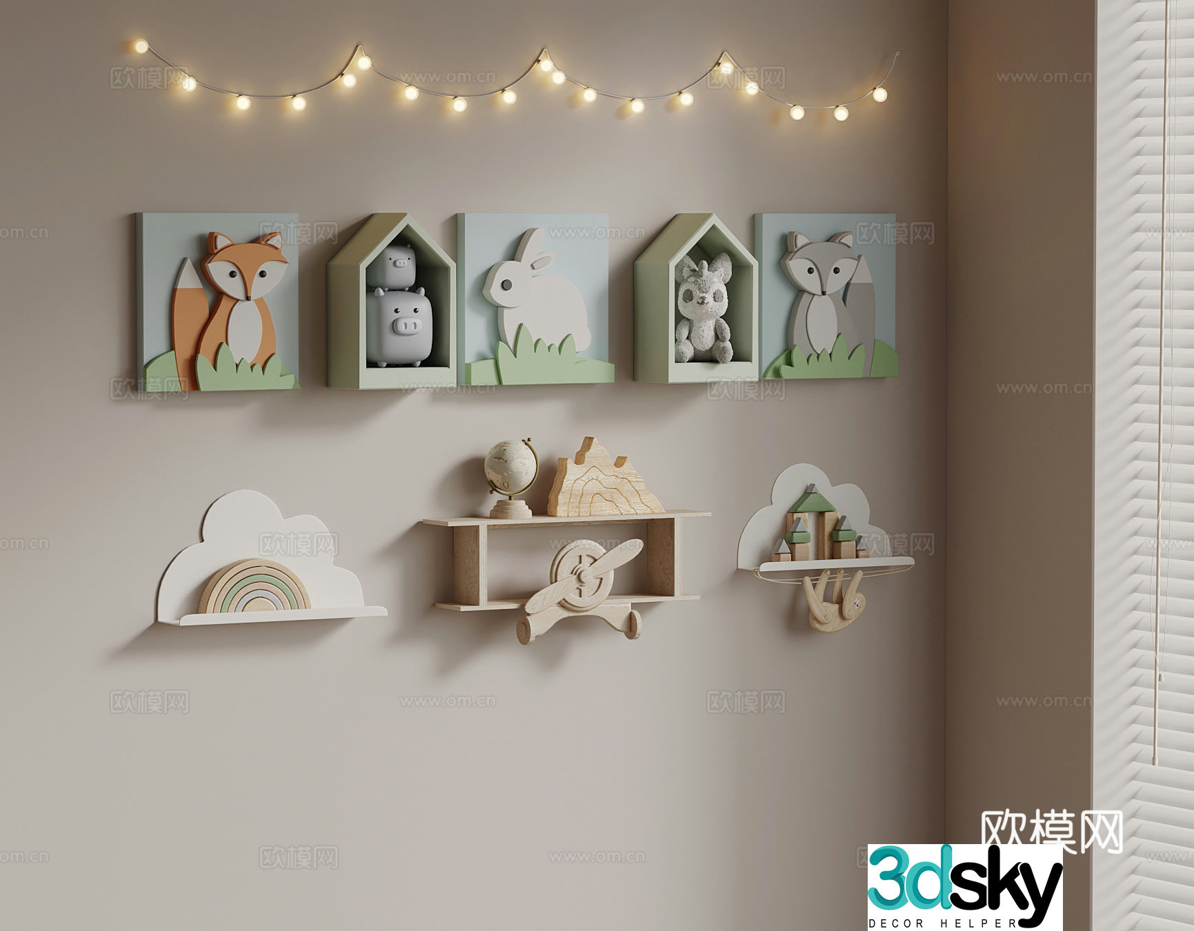 Shelf Modern Wall Decor Books 3D Model