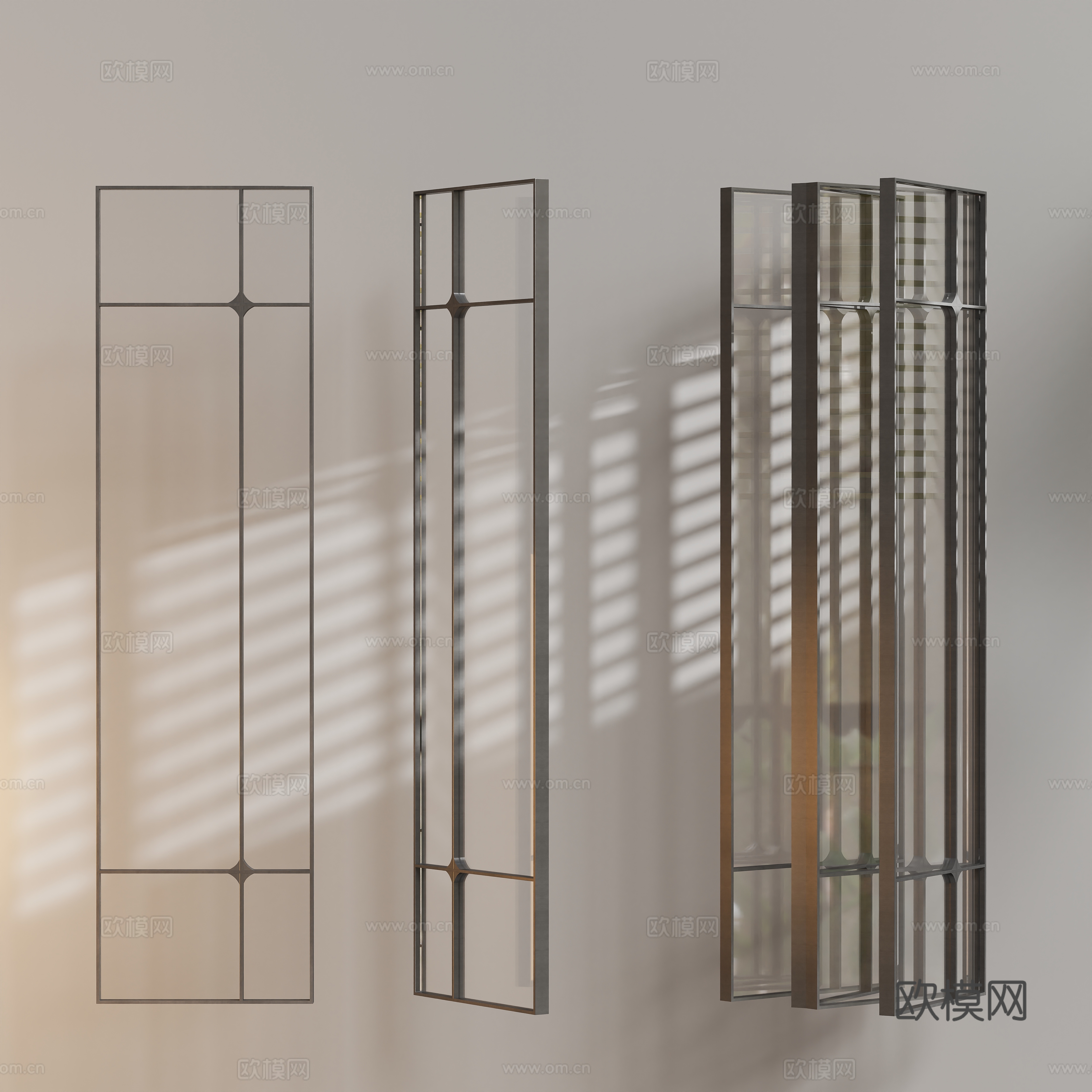 Modern glass partition door 3d model