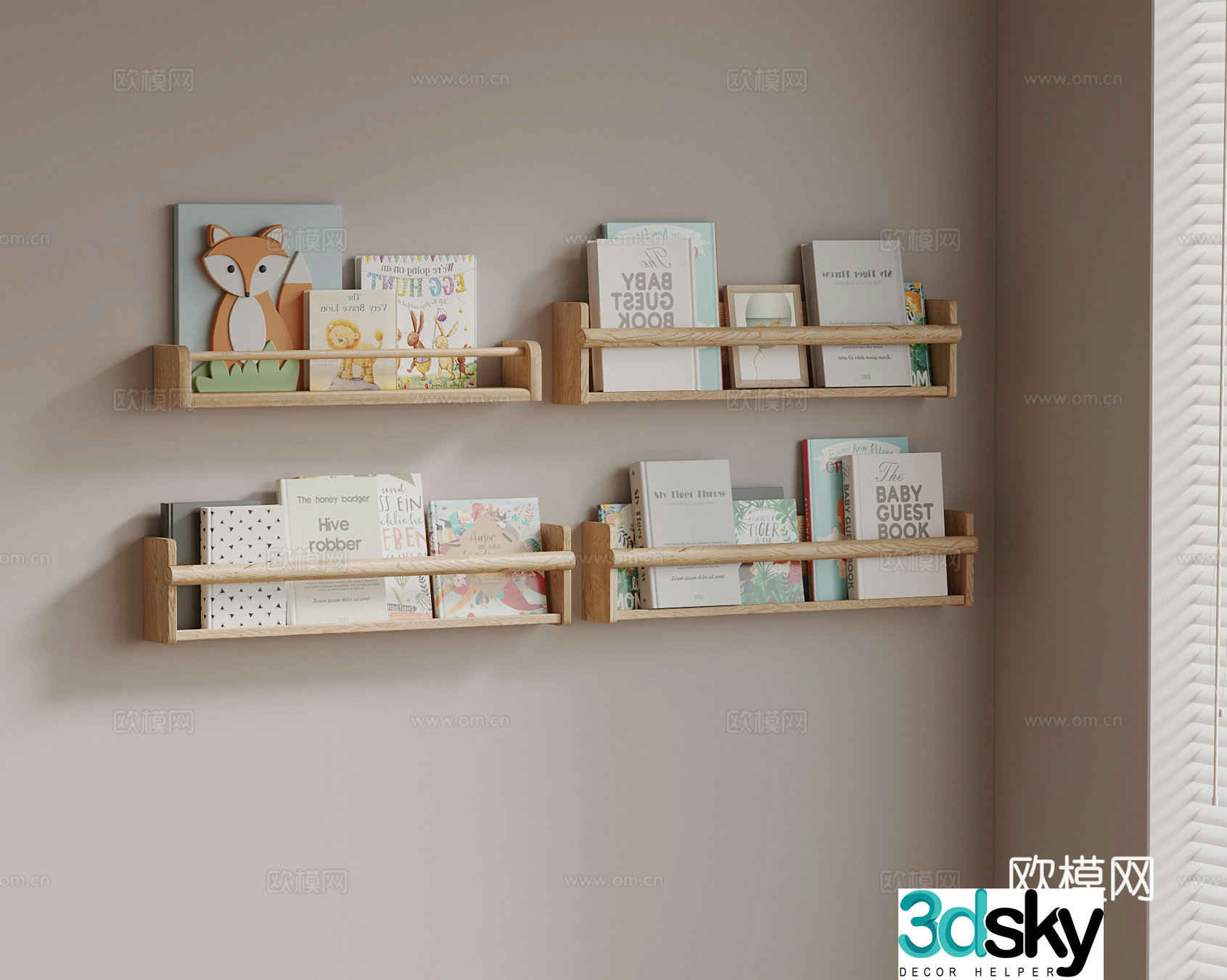 Shelf Modern Wall Decor Books 3D Model