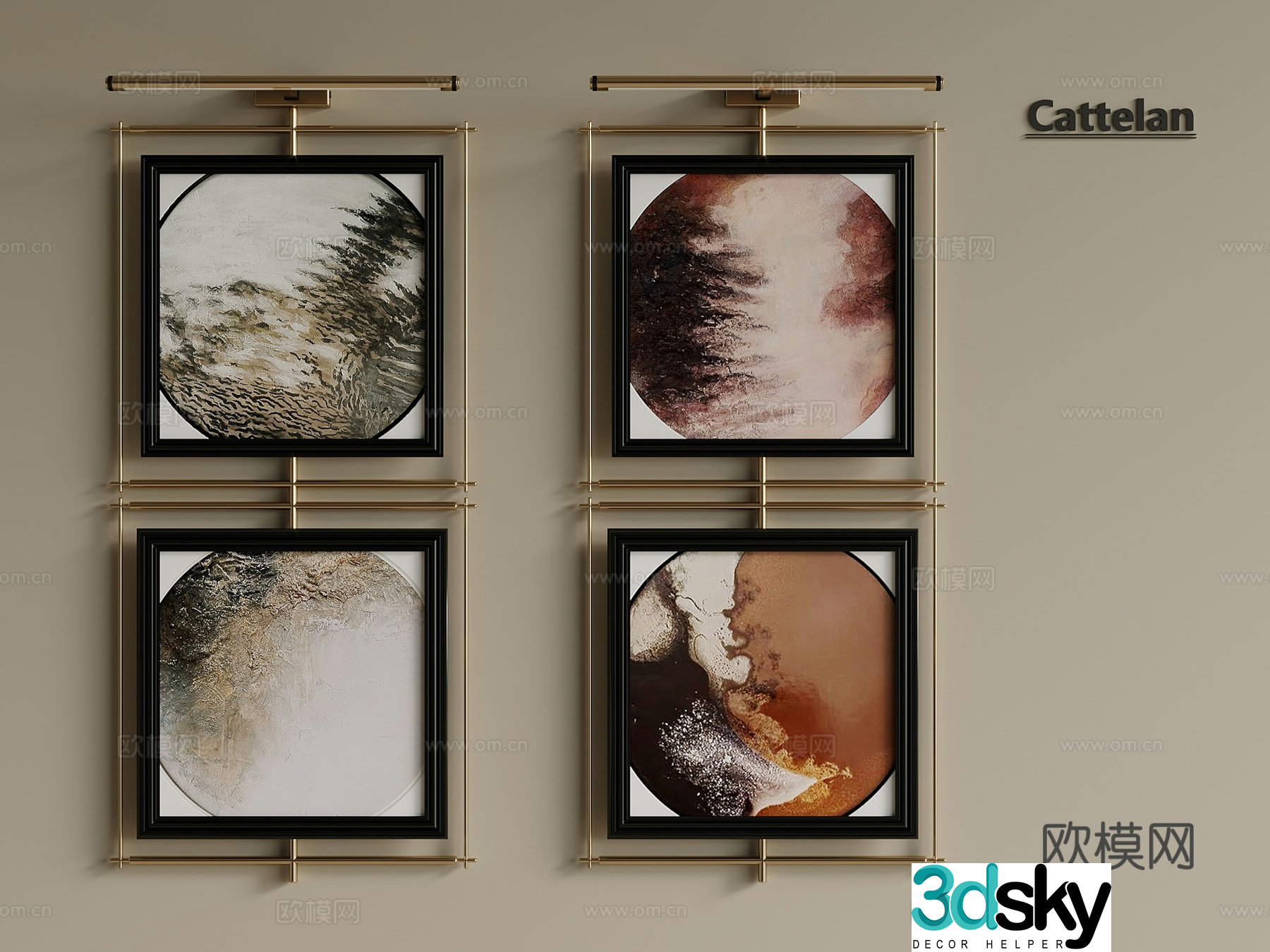 Light luxury middle-aged paintings decorative paintings oil paintings picture frames study paintings entrance paintings 3D model