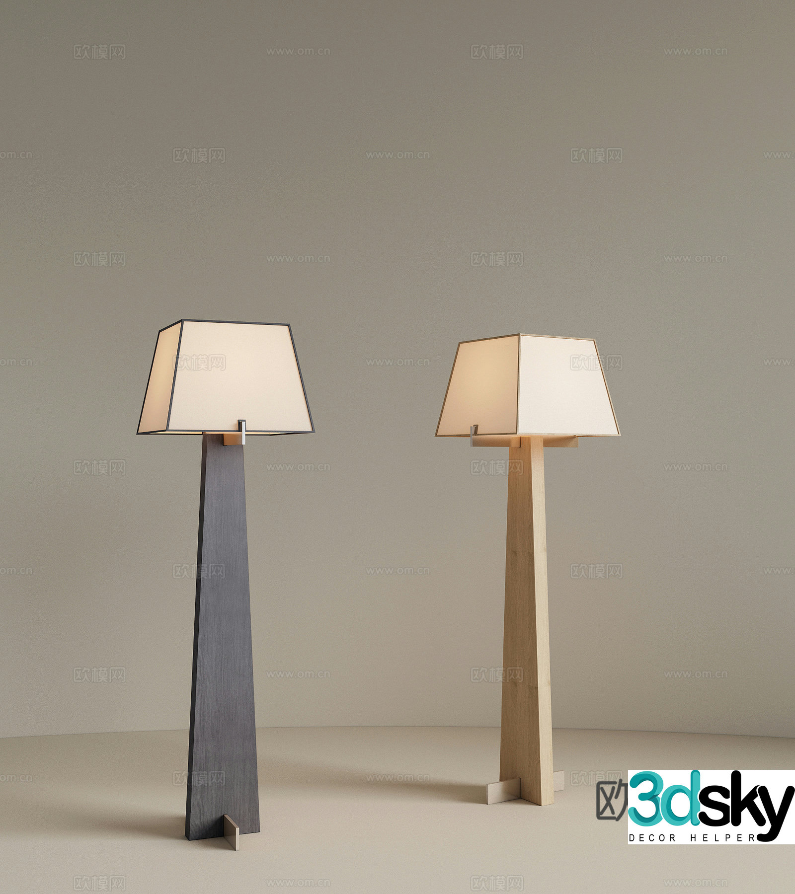 New Chinese style wooden floor lamp Living room floor lamp Study room floor lamp Bedroom floor lamp 3D model