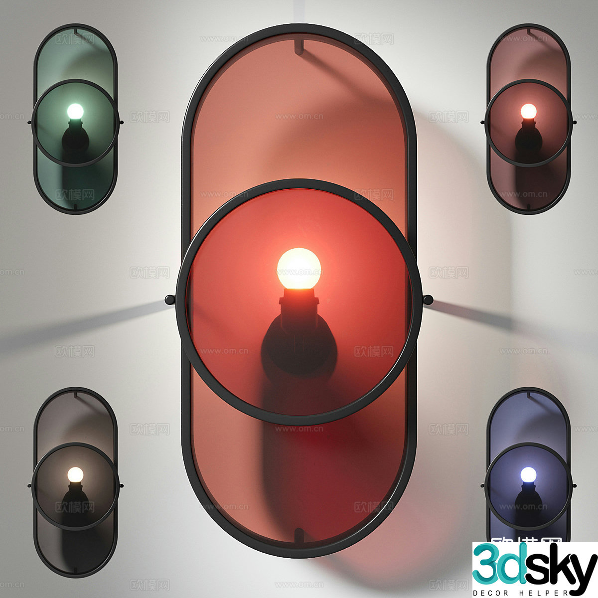 Modern Italian minimalist stained glass decorative wall lamp 3d model