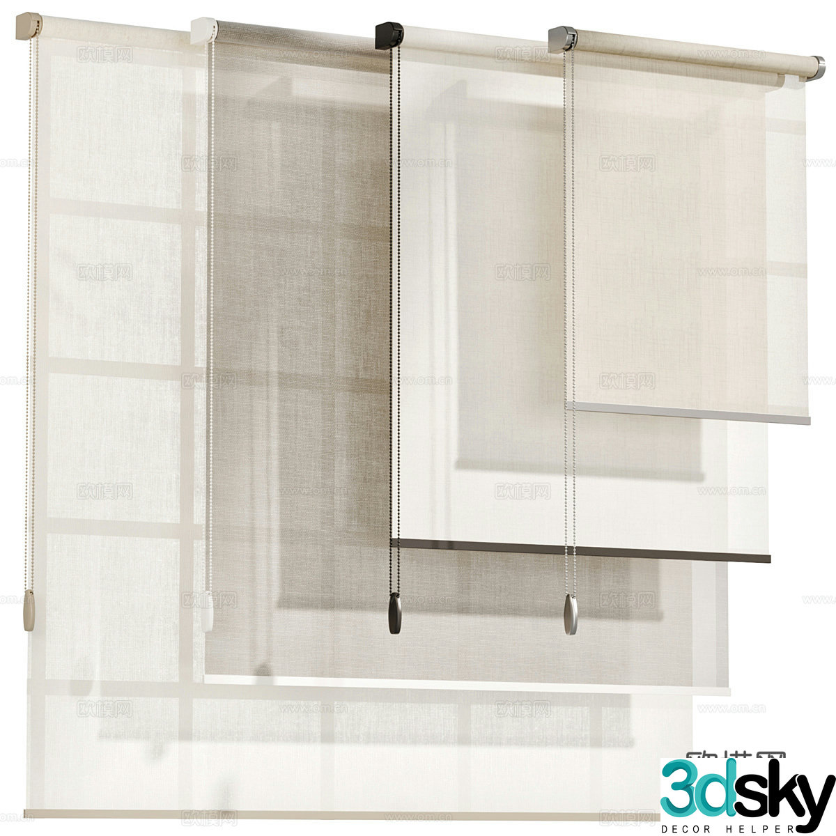 Modern Italian minimalist fabric roller blind 3D model