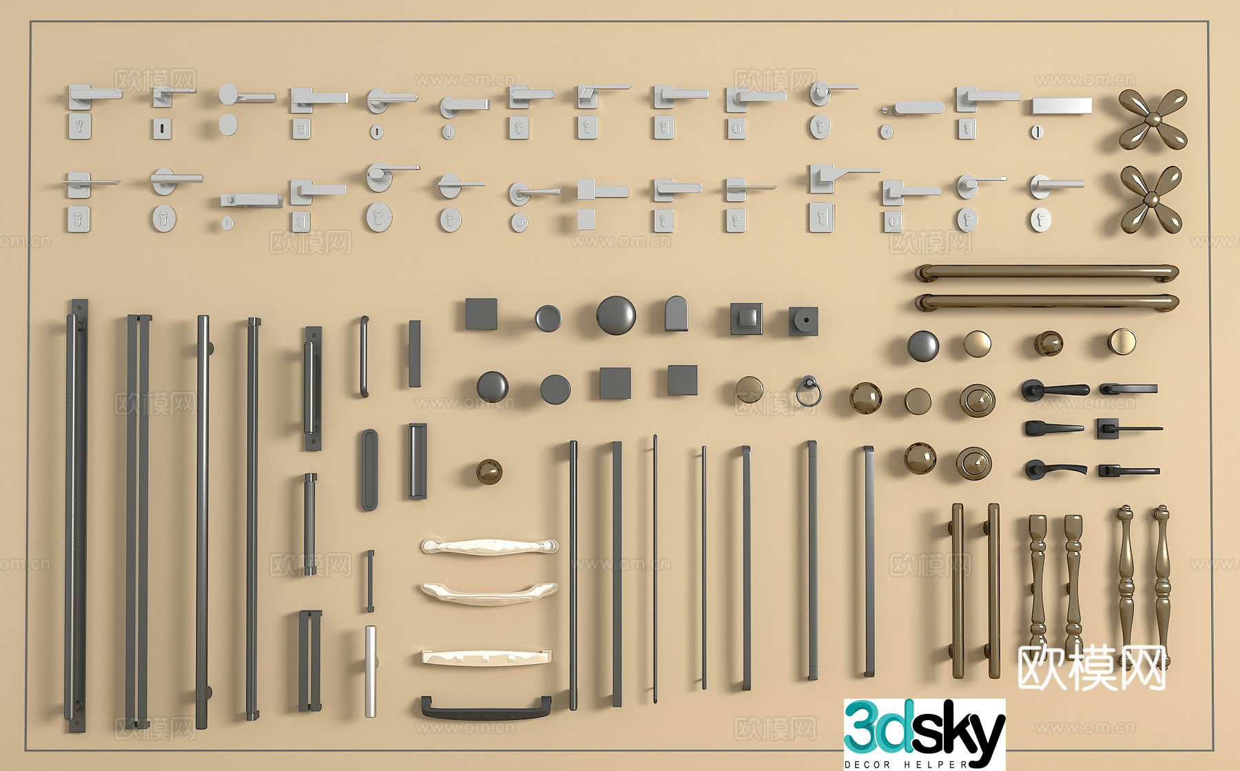 Hardware door lock Hardware handle Door handle 3D model
