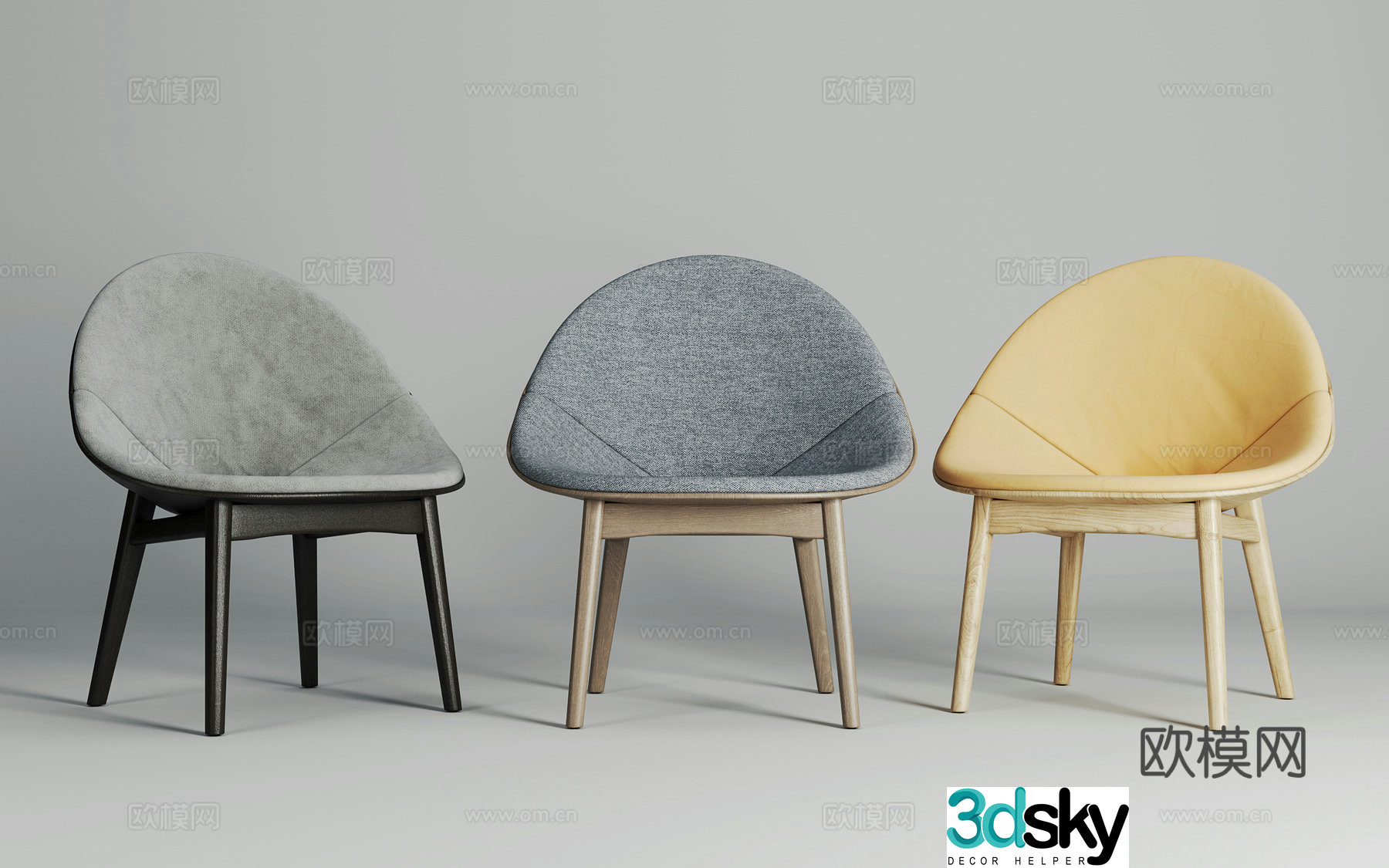 Modern minimalist style leisure chair armchair 3d model