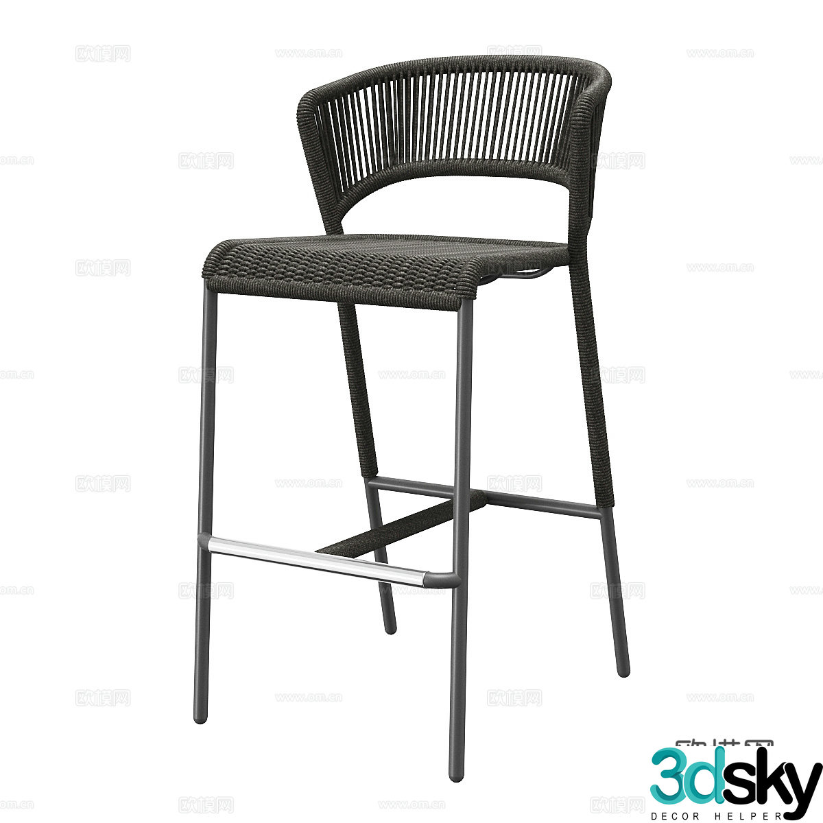 Modern Italian rattan bar chair 3d model