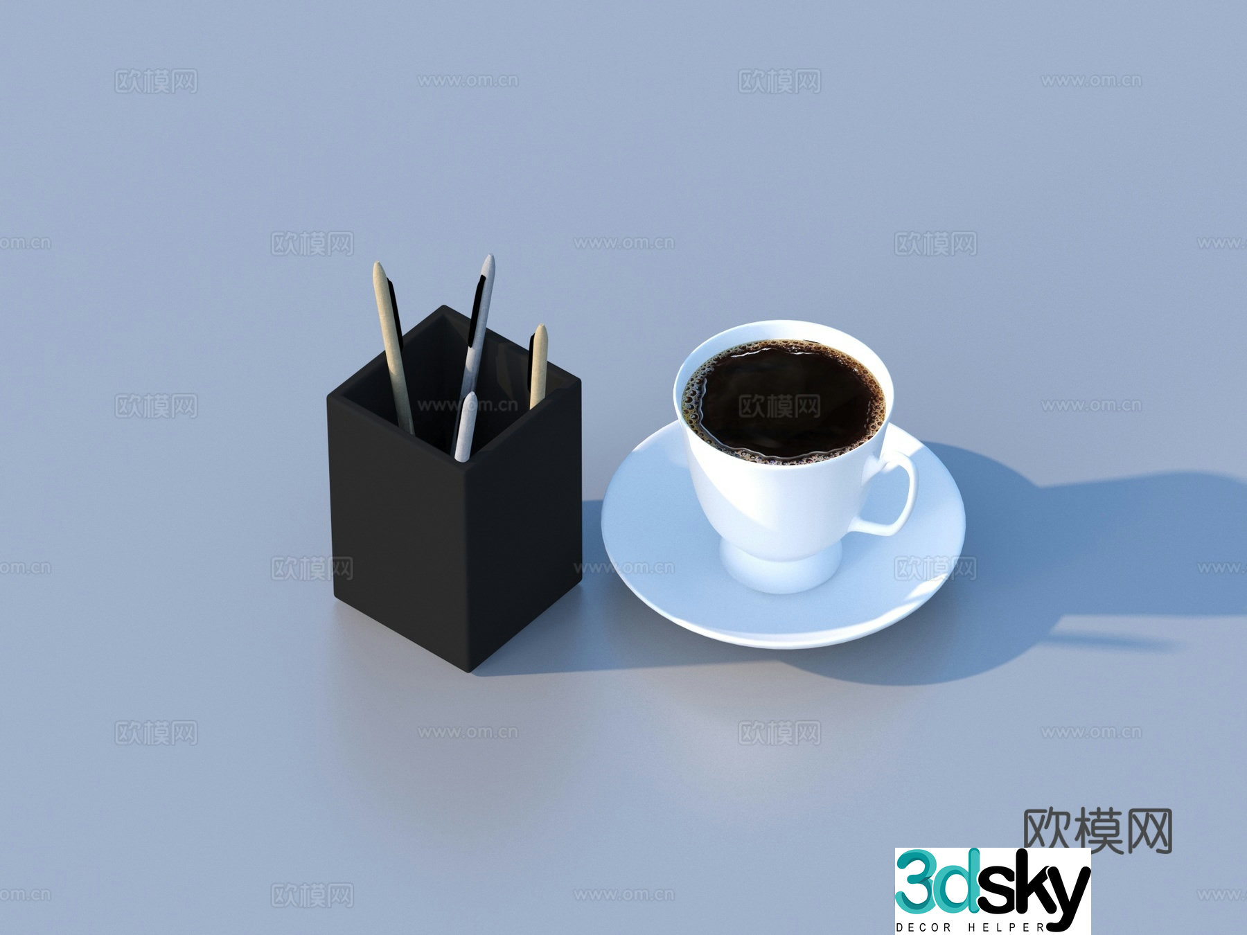 Coffee Pen Holder Coffee Cup 3D Model