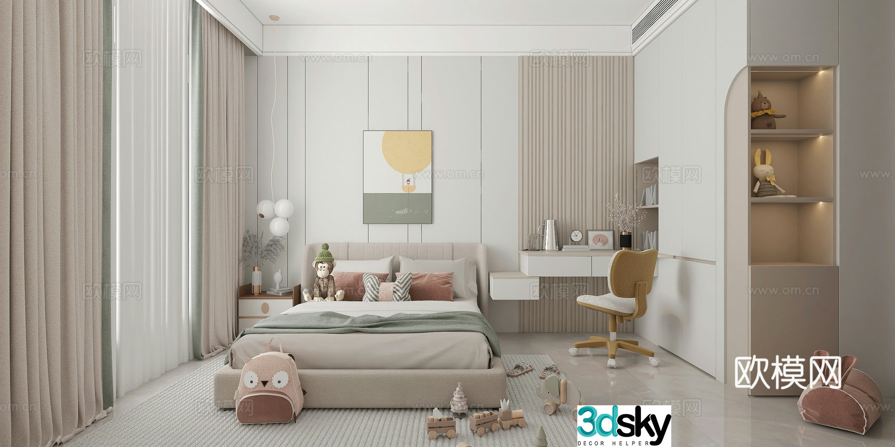 Modern bedroom children’s room 3d model