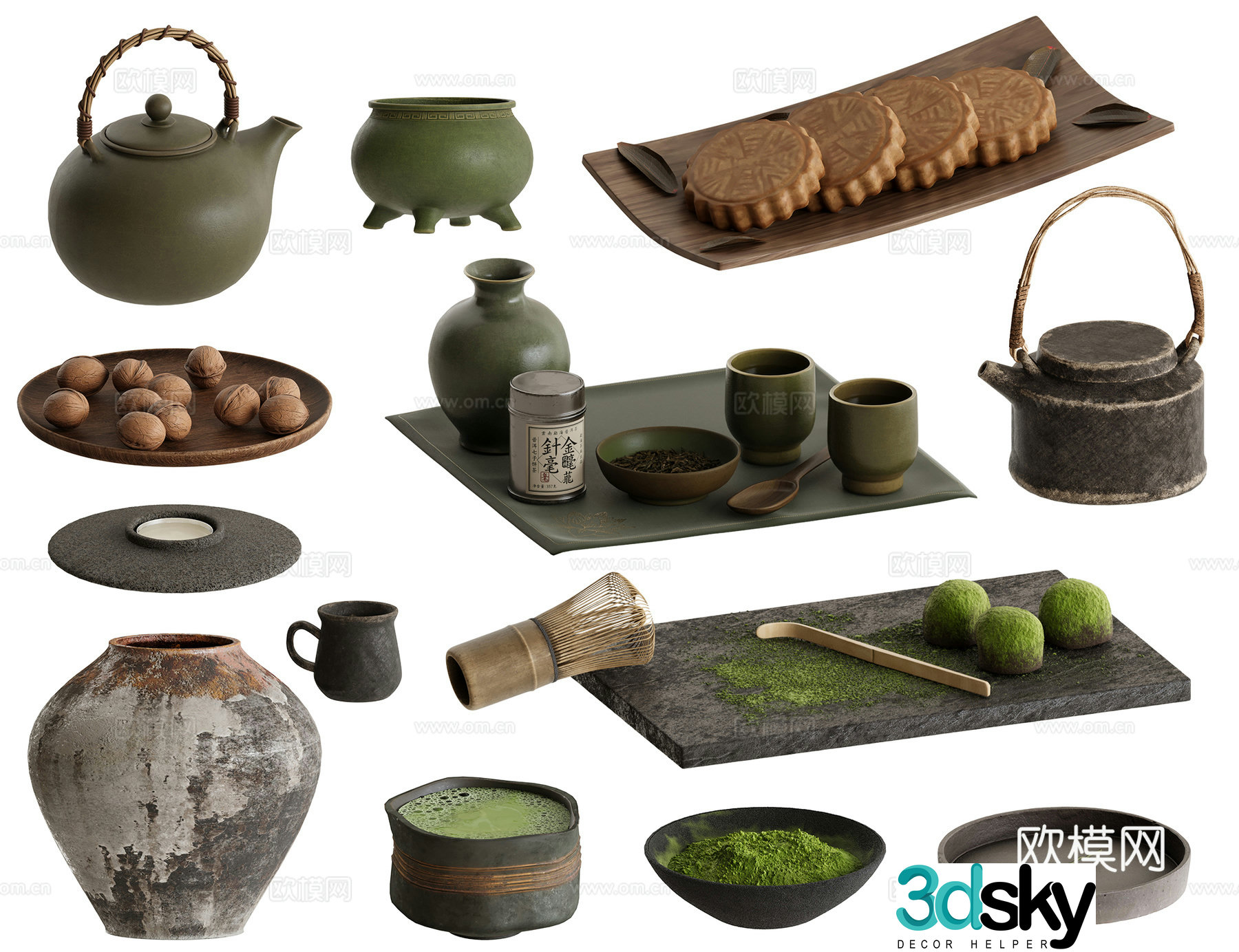 New Chinese tea set ornaments 3D model