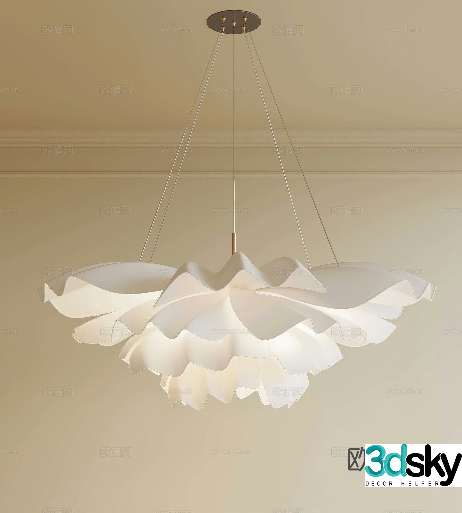 French Cream Style Chandelier Art Chandelier 3D Model