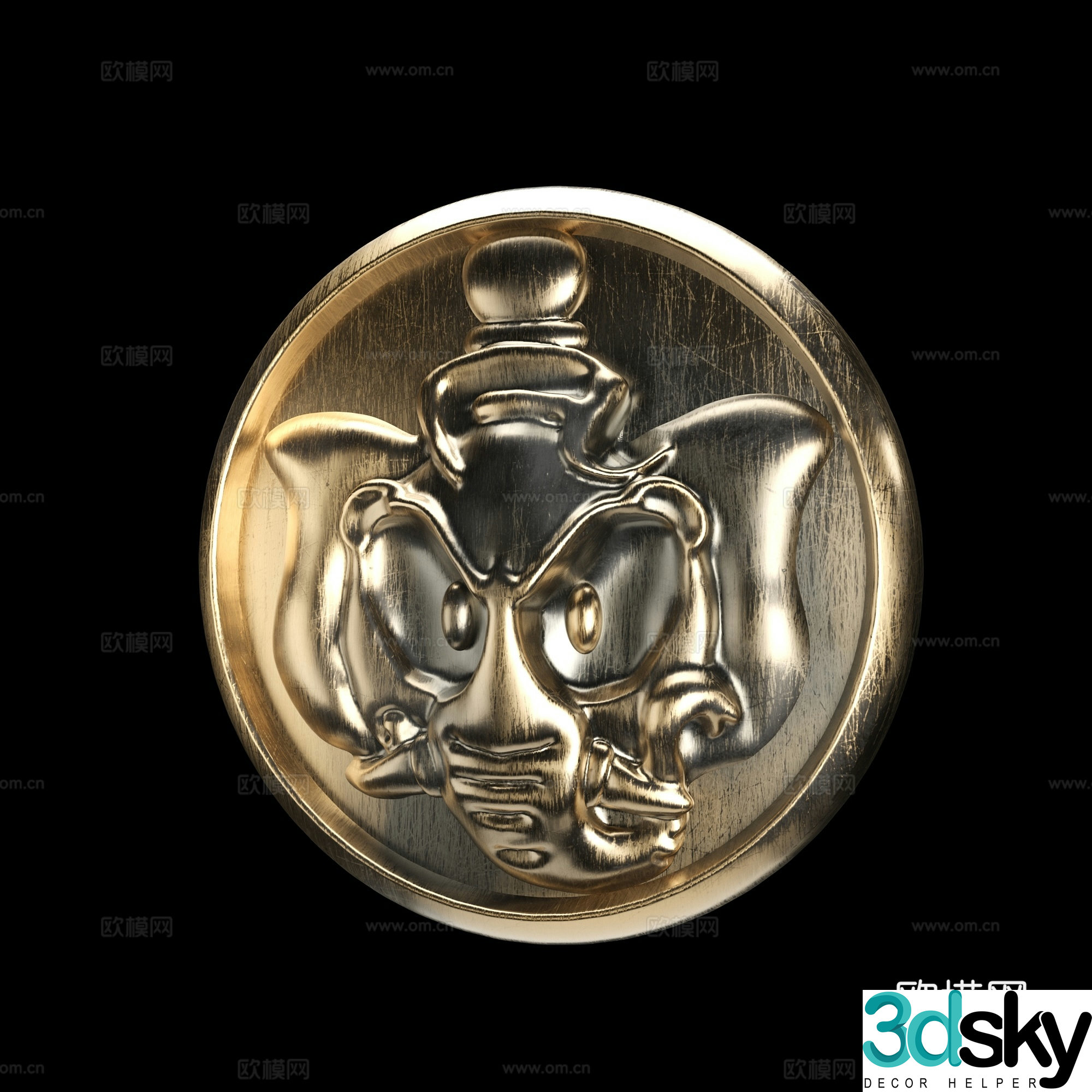 Elephant head relief 3d model