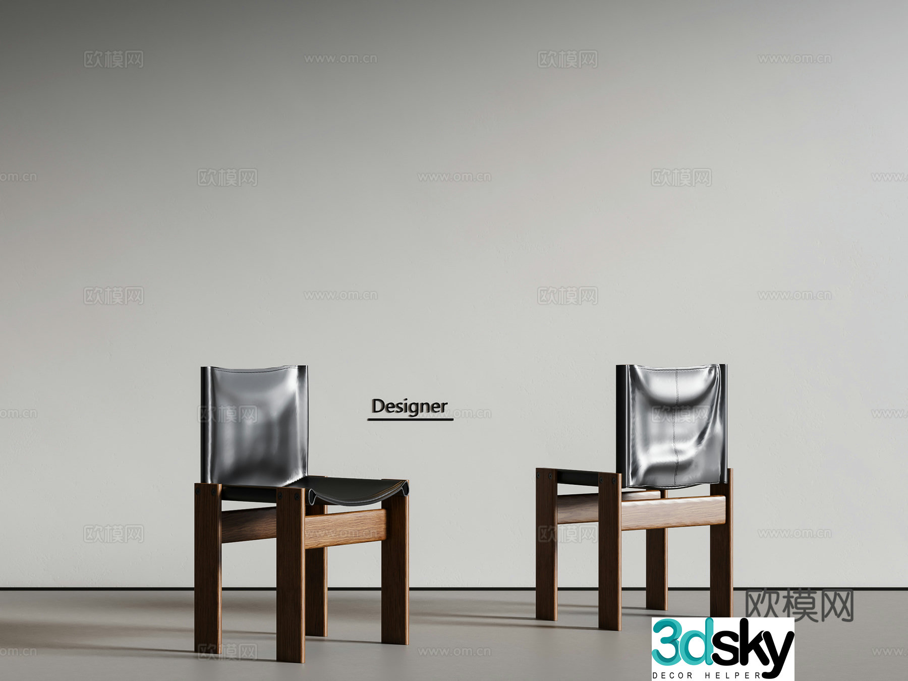 Medium style dining chair single chair 3d model