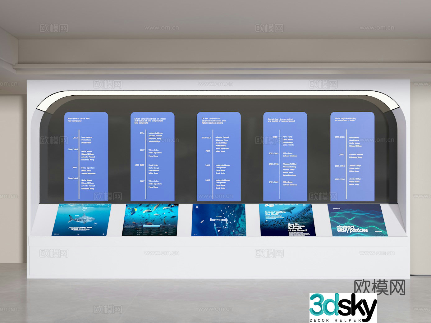 Exhibition hall cultural wall 3d model