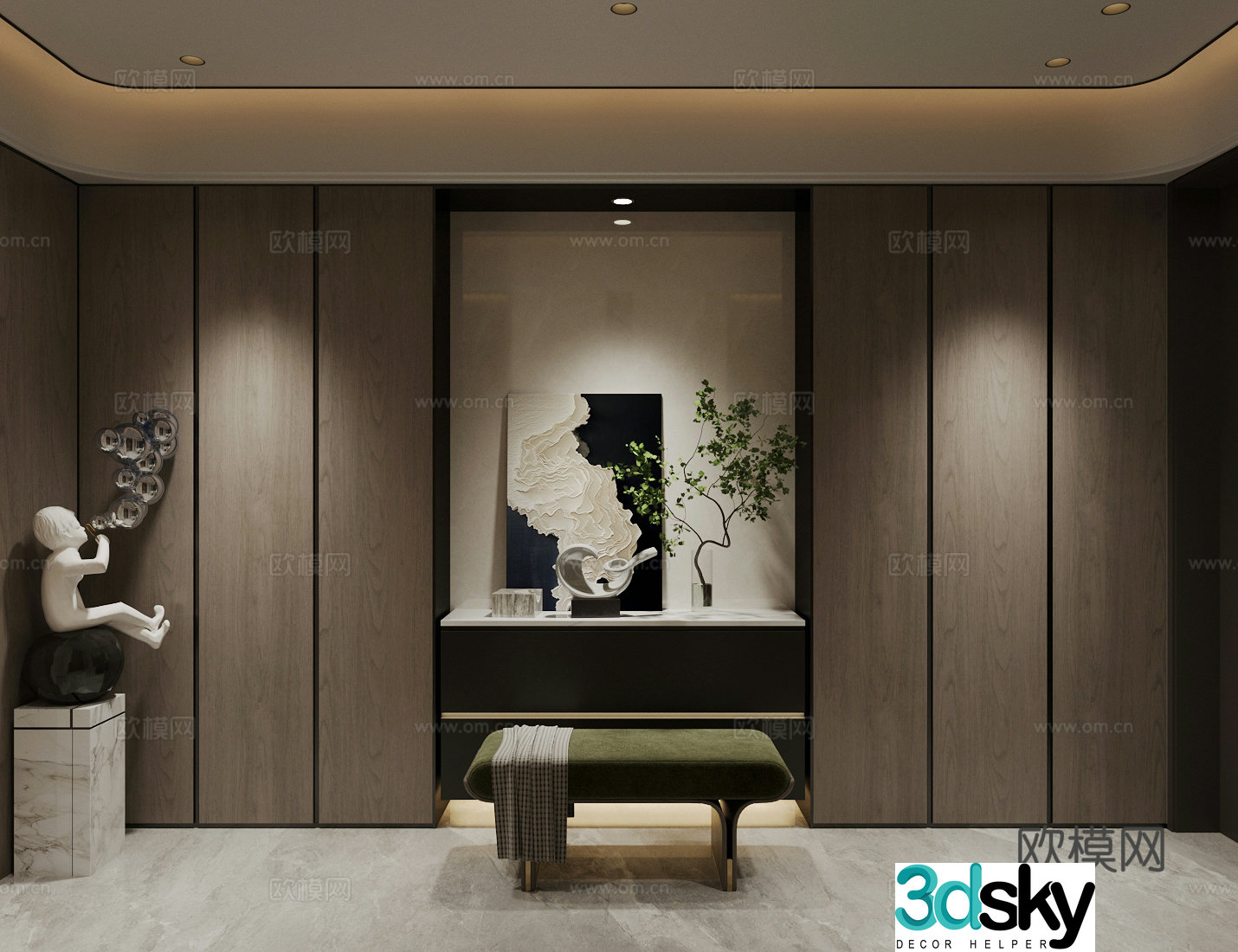 Modern Italian style entrance light luxury Italian style entrance hallway entrance entrance door entrance ornament end view 3D model