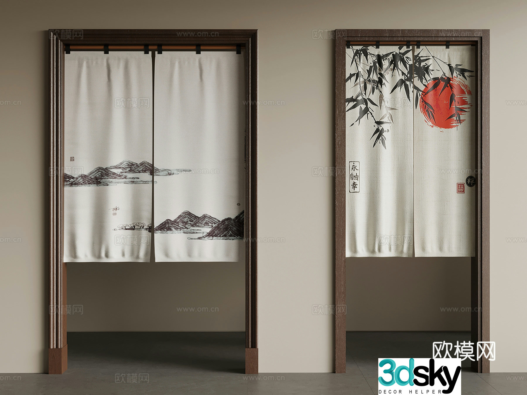 Modern door curtain 3d model