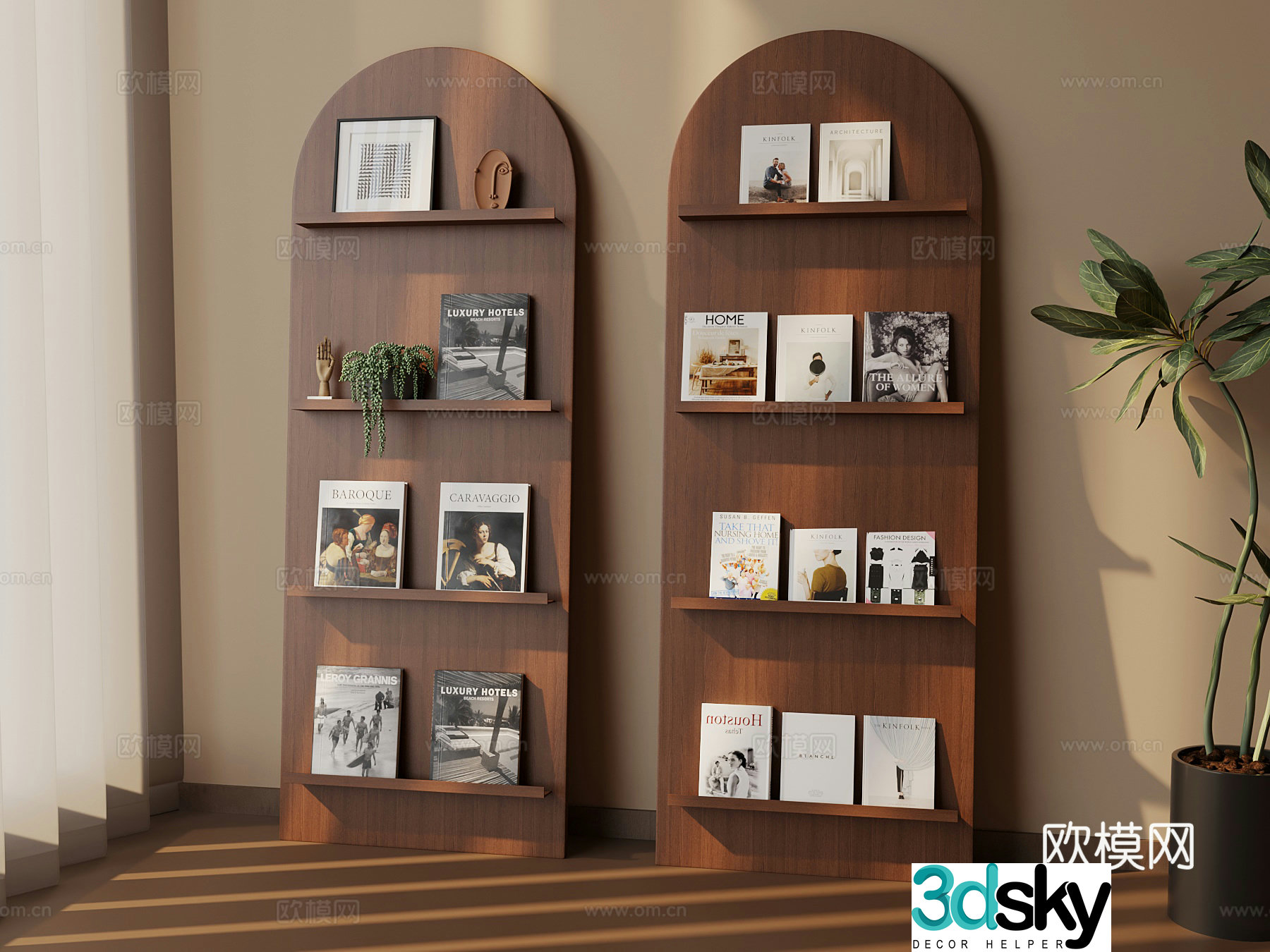 Middle-aged bookshelf bookshelf ornaments 3D model