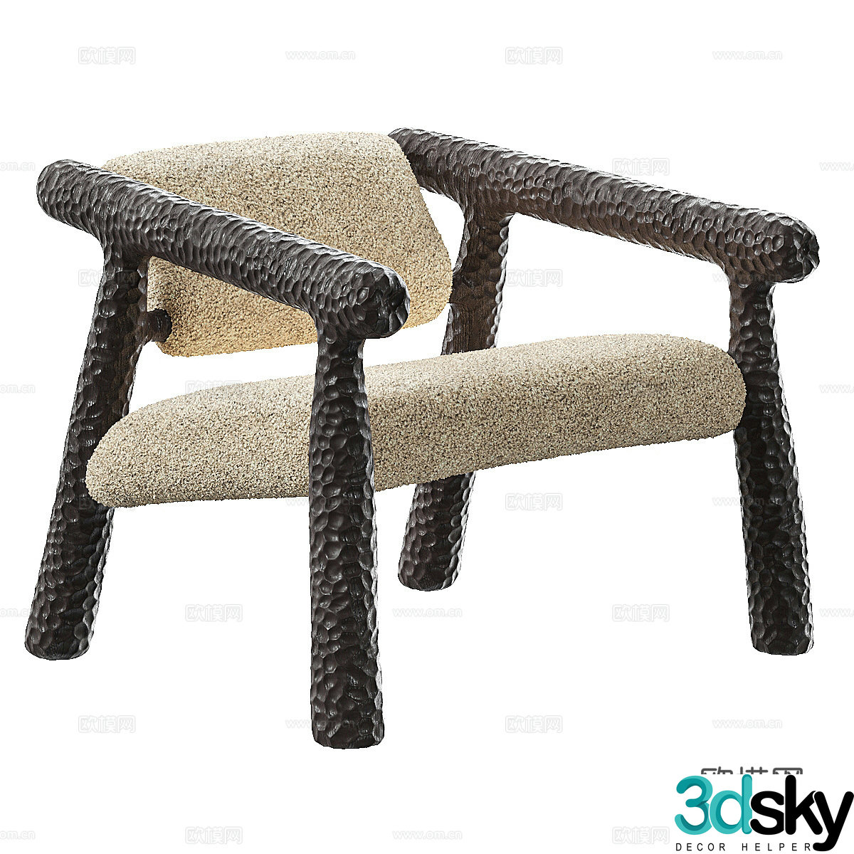 New Chinese style Wasabi texture armchair 3d model