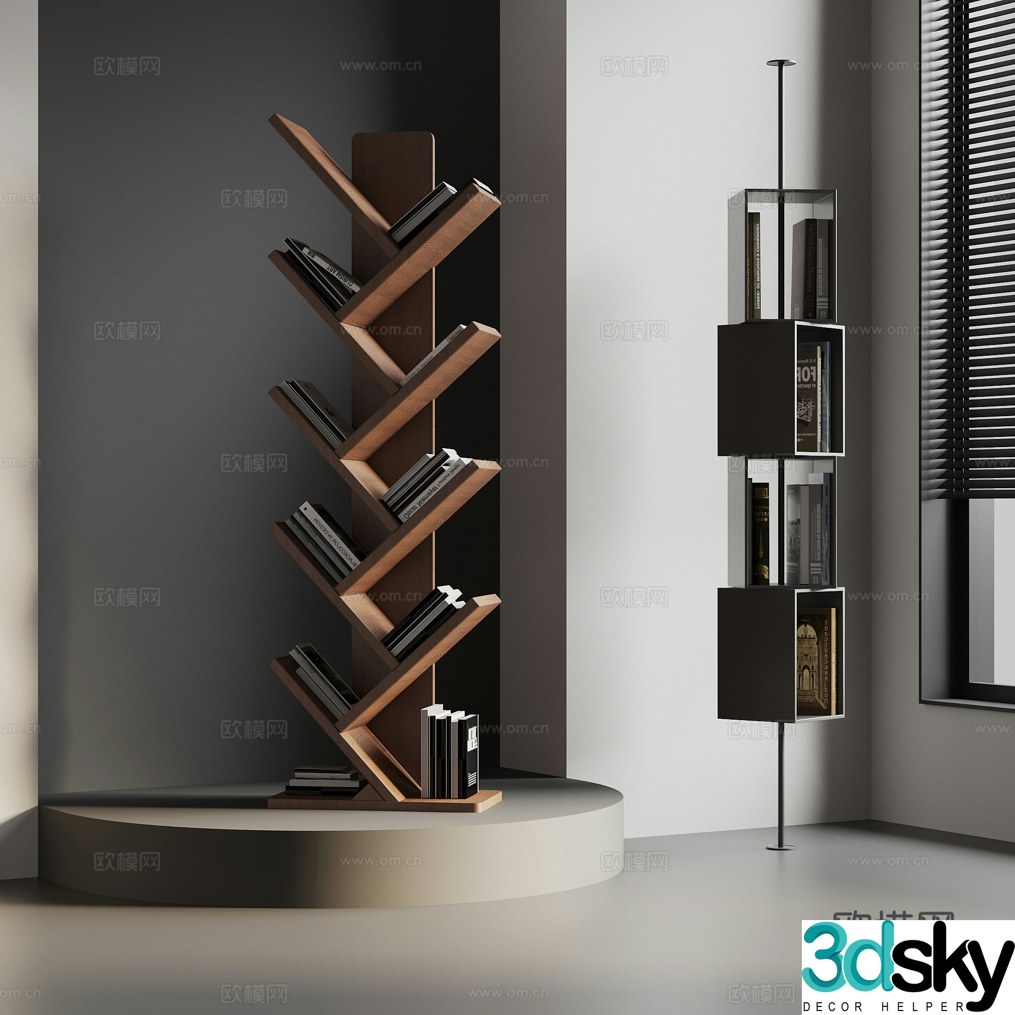 Middle style bookshelf Creative bookshelf 3D model